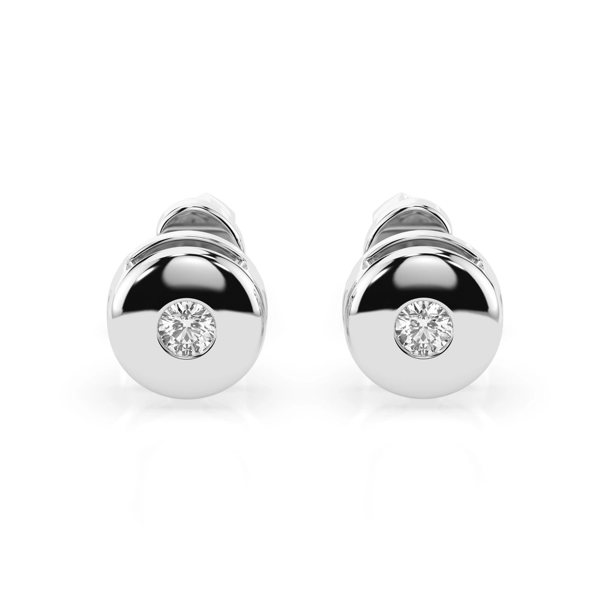 Round Dome Stud Diamond Earrings GT