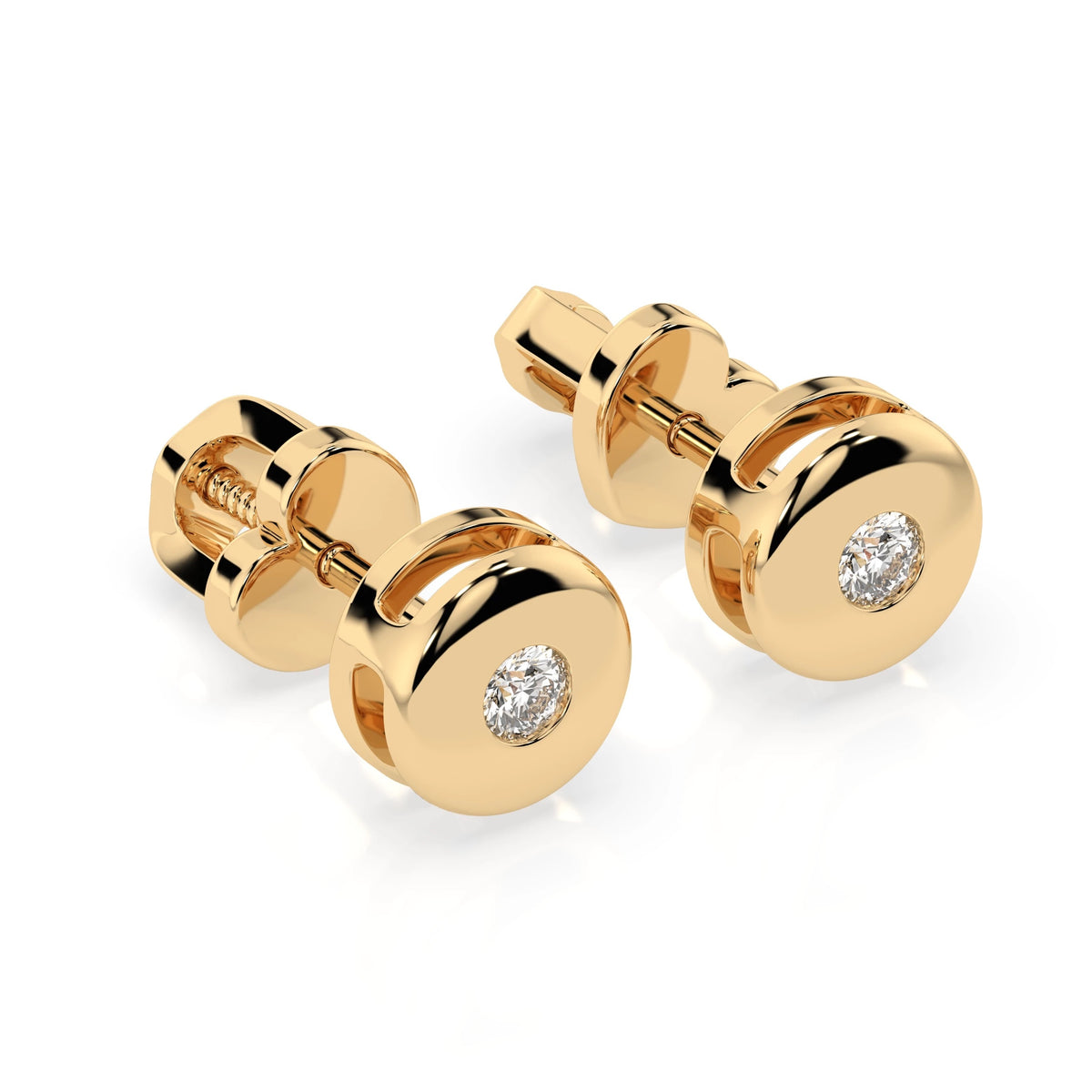 Round Dome Stud Diamond Earrings GT