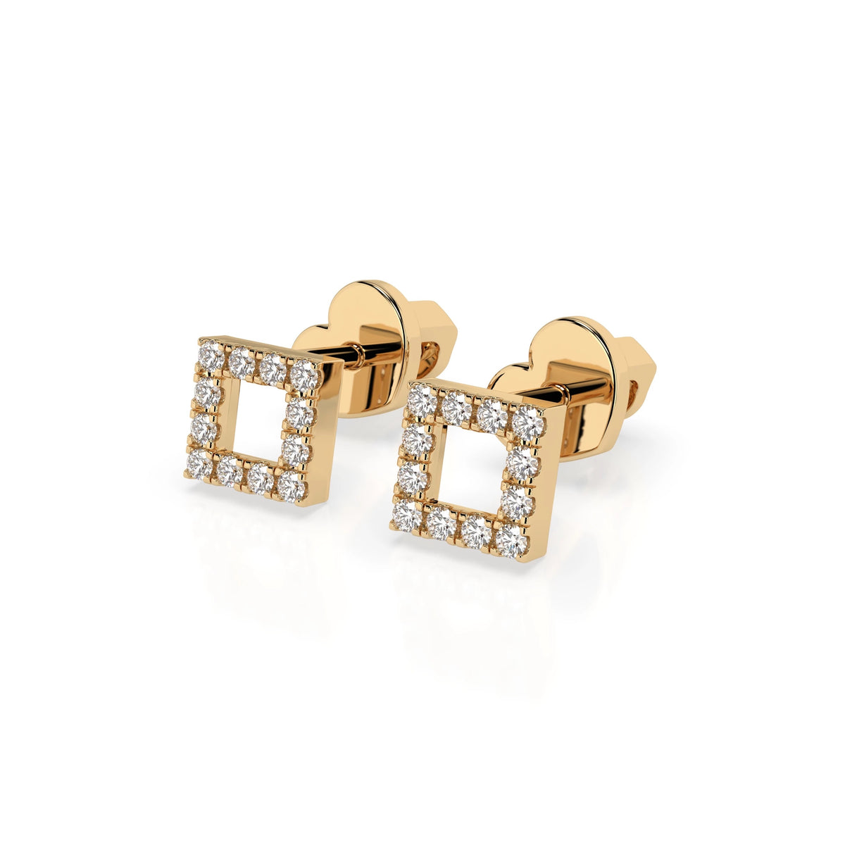 Round Cube Stud Diamond Earrings GT