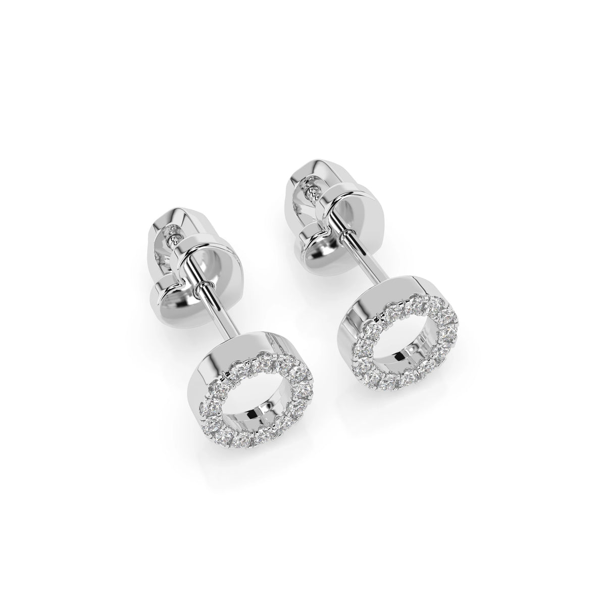 Round Circle Stud Diamond Earrings GT