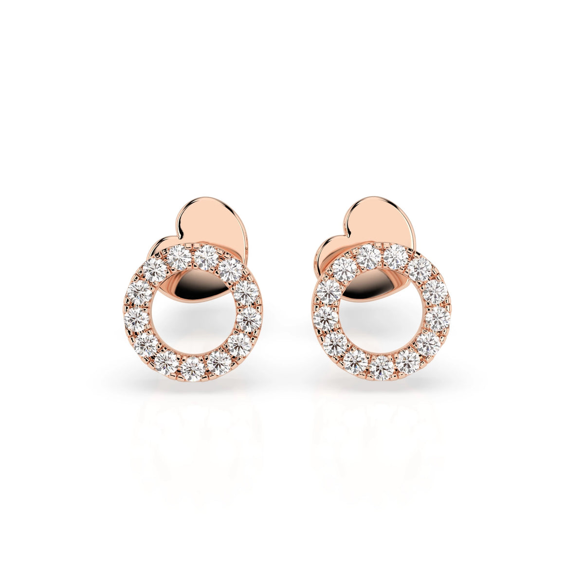 Round Circle Stud Diamond Earrings GT