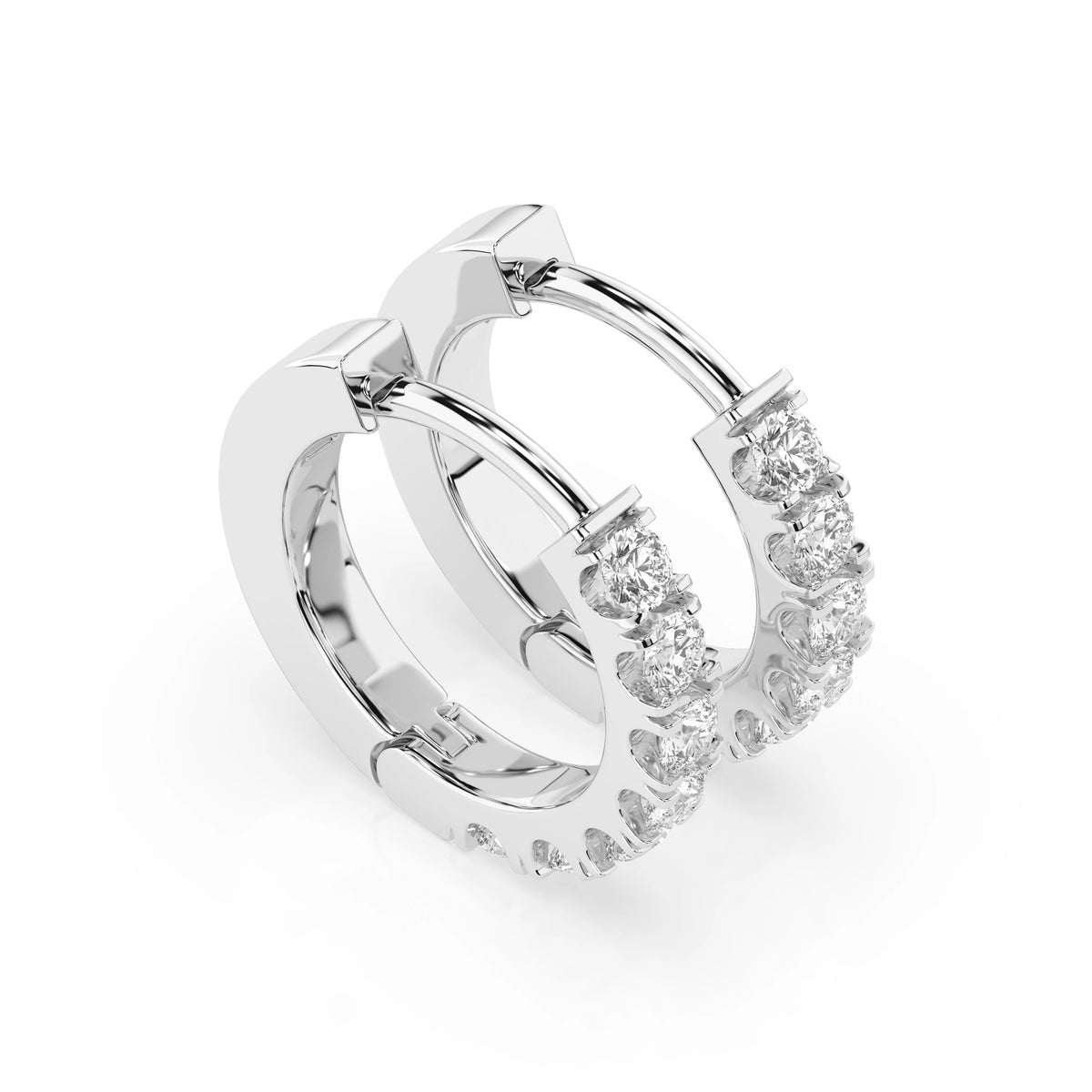 Round Hoop Diamond Earrings GT