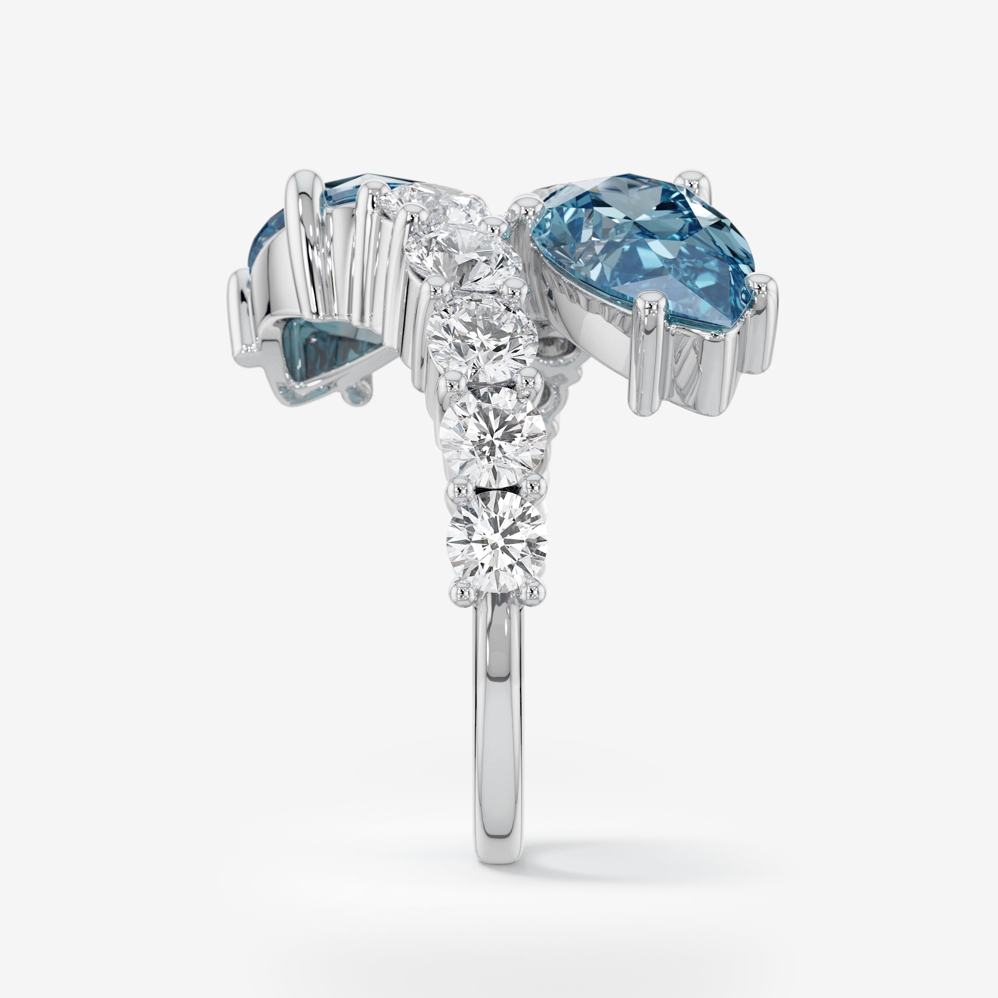 Twin Tale Blue and White Diamond Ring (6 Сt. T.W.)