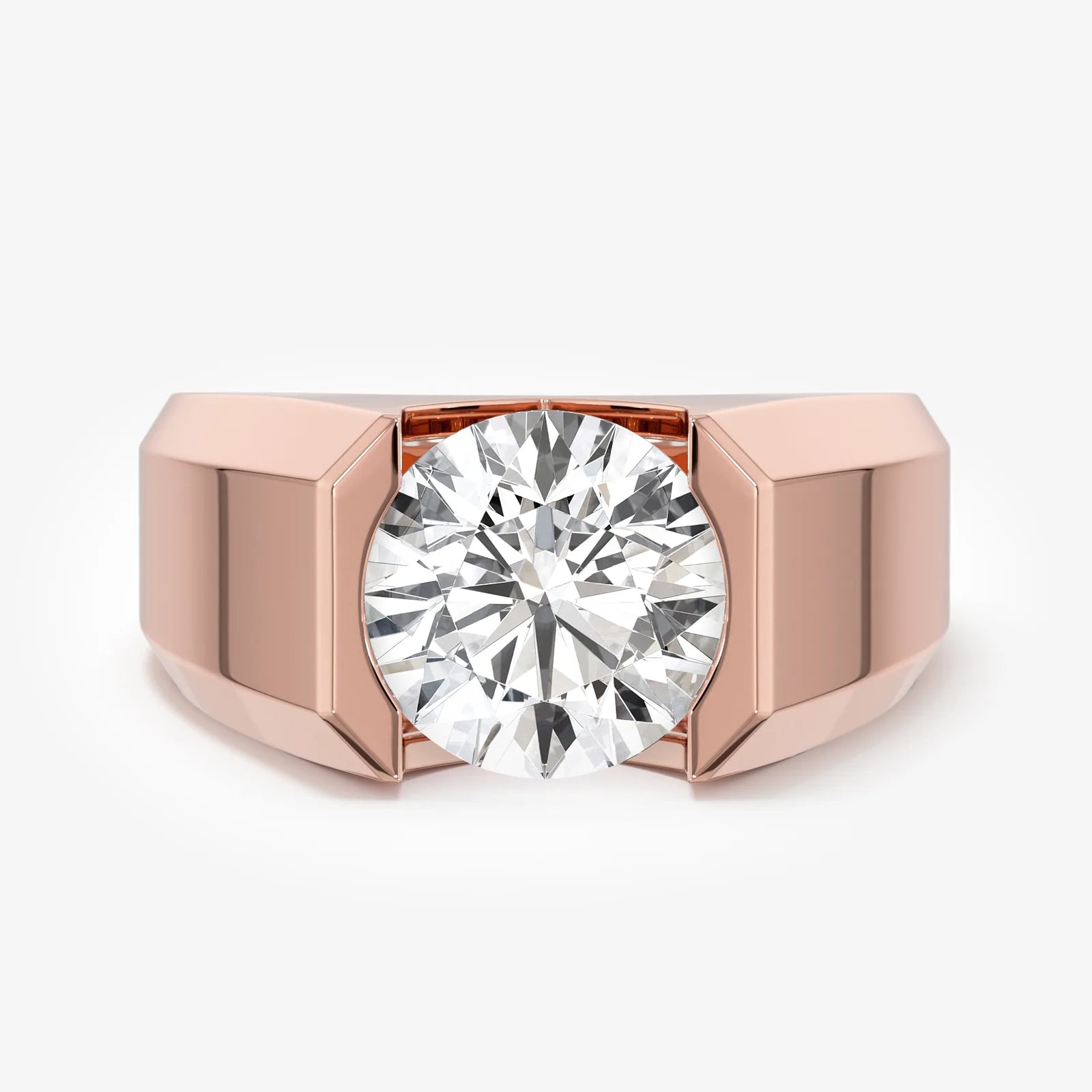 Men's Signet Round Cut Lab Diamond Ring