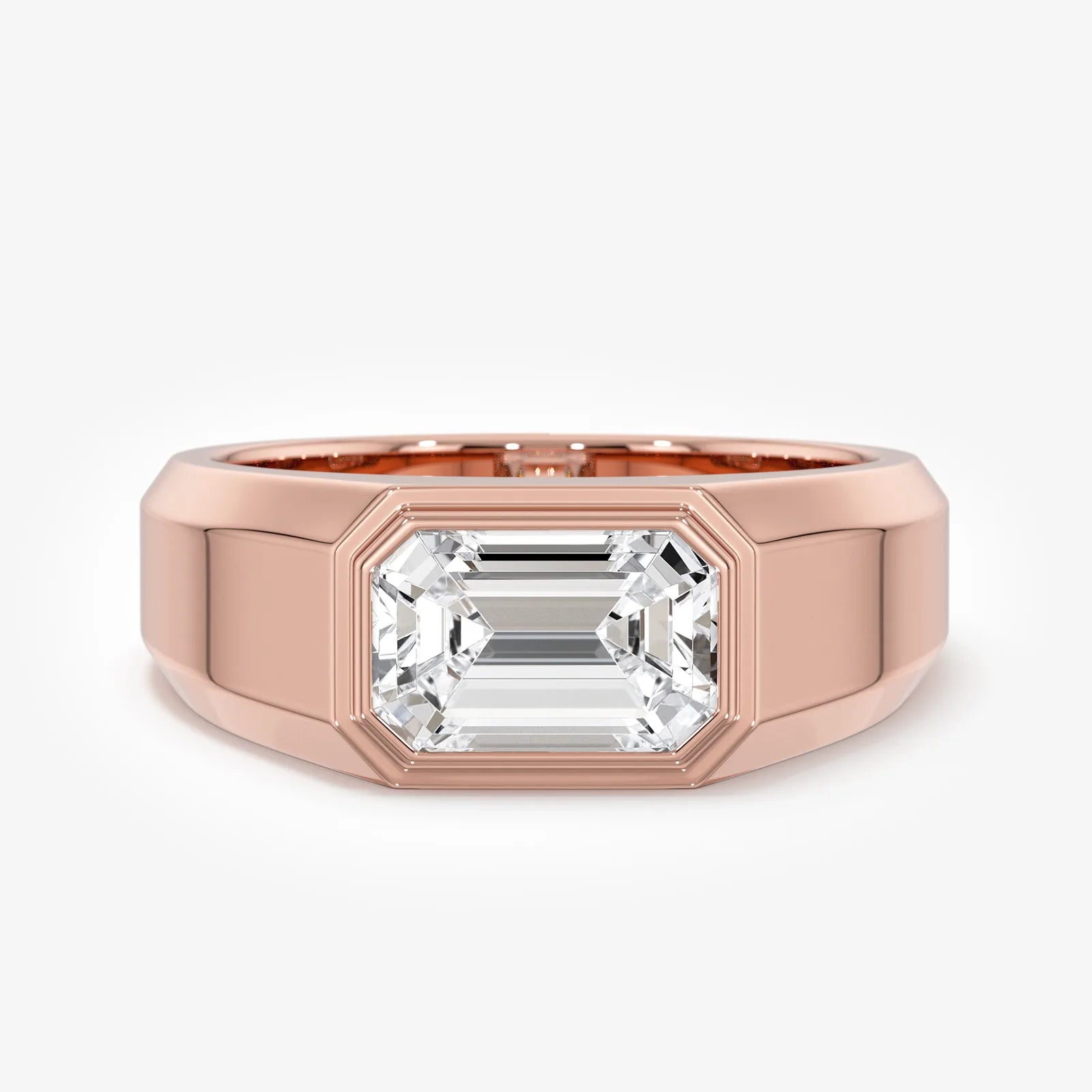 Men's Signet Emerald Cut Lab Diamond Ring