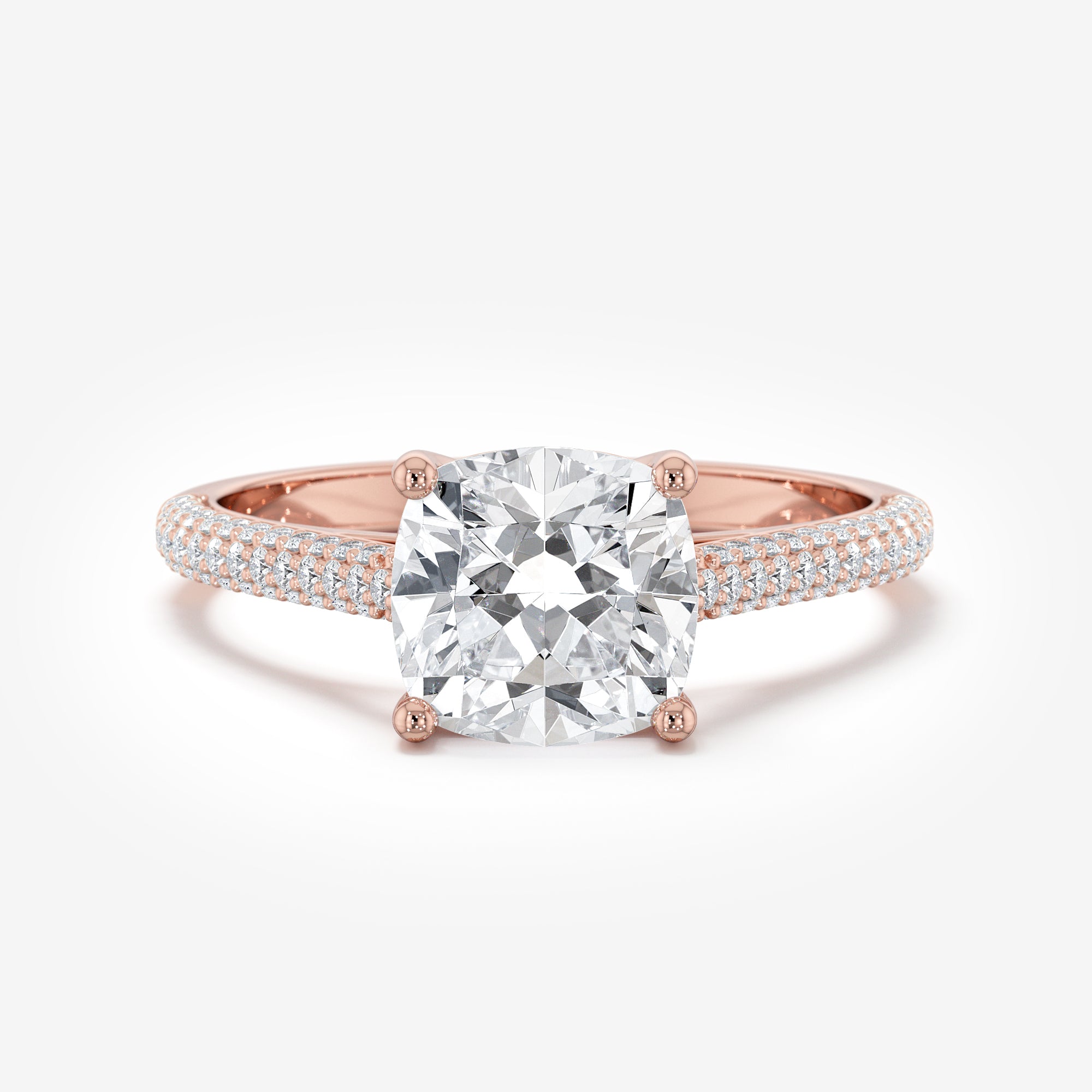 Cathedral Triple Pavé Engagement Ring