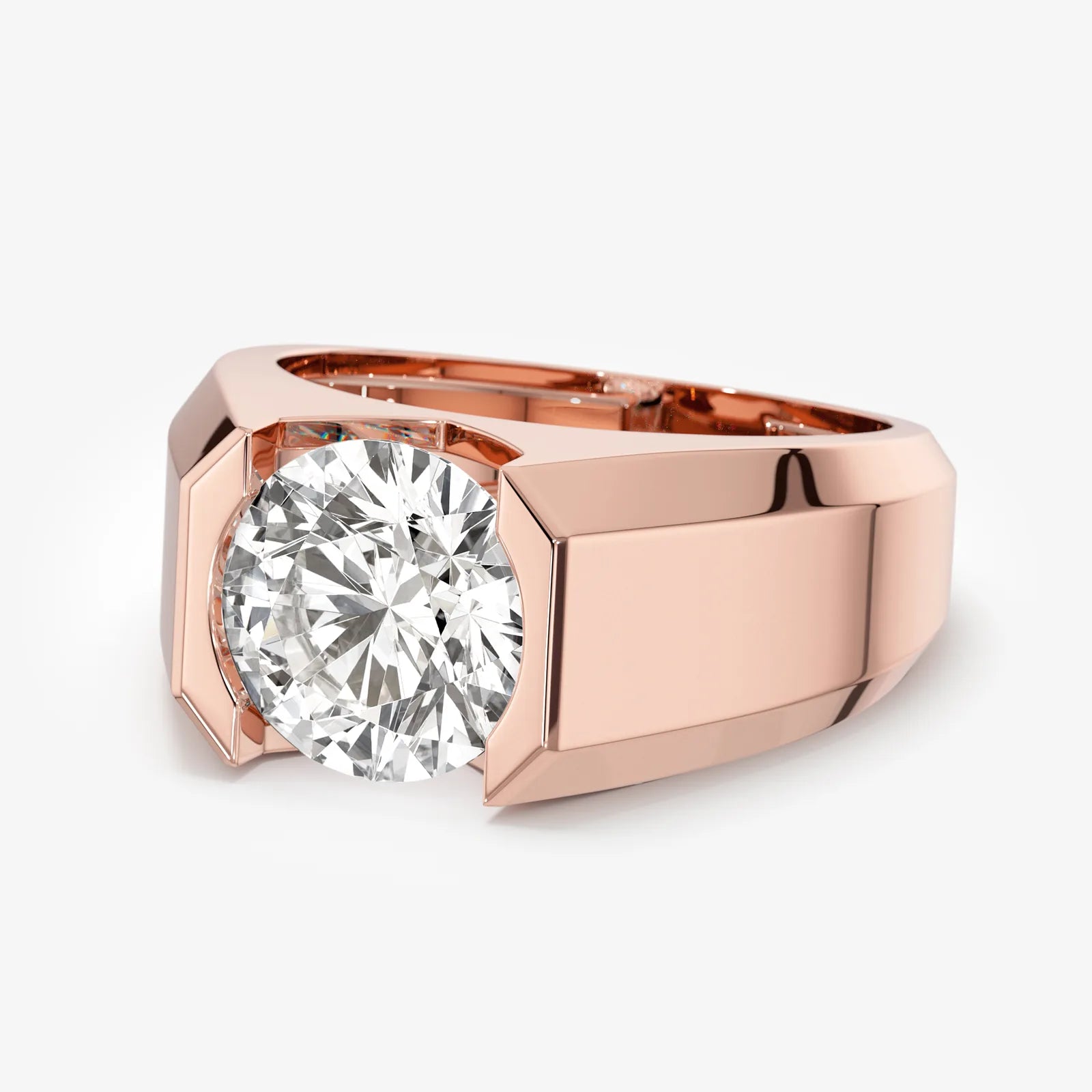 Men's Signet Round Cut Lab Diamond Ring