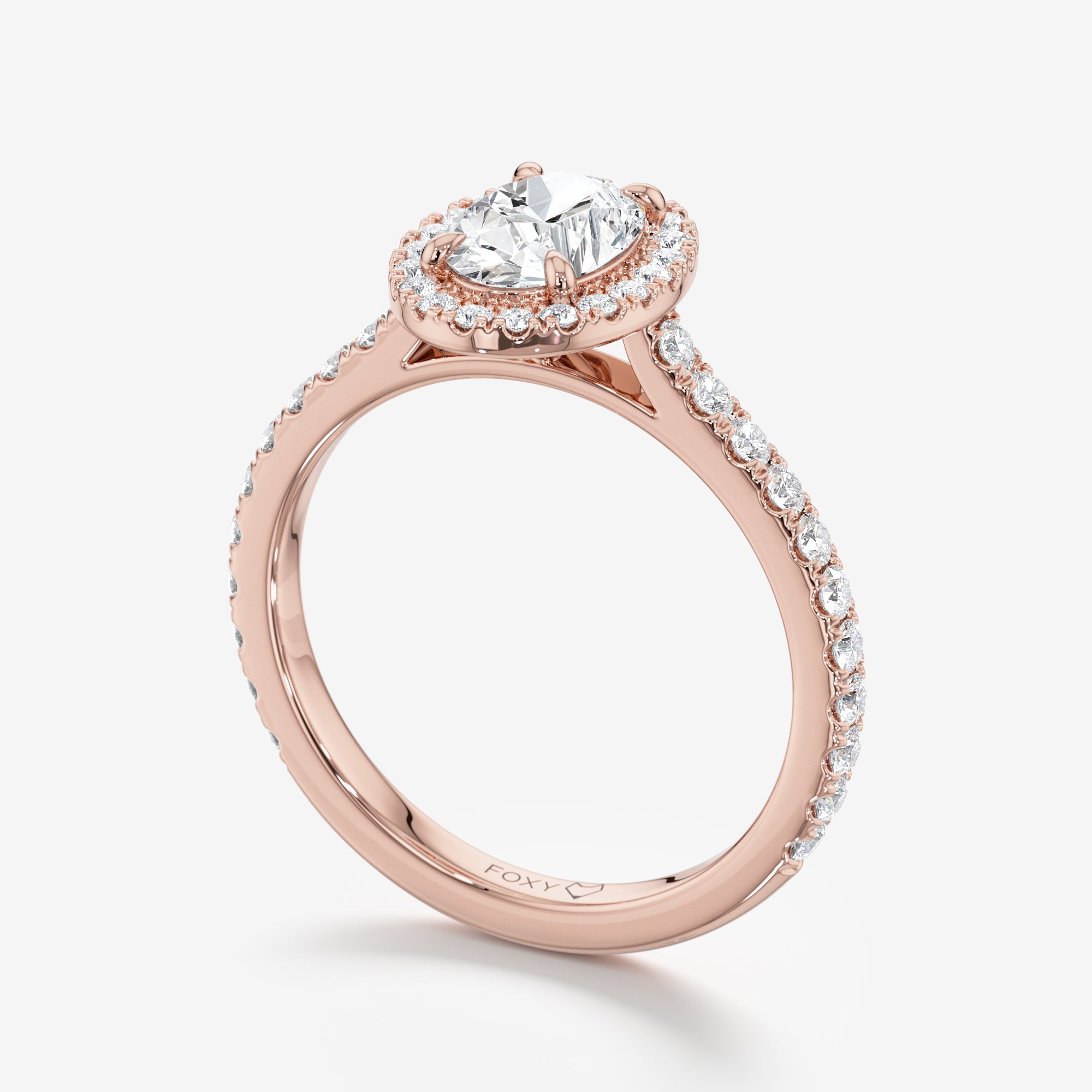 Pavé Diamond Halo Engagement Ring