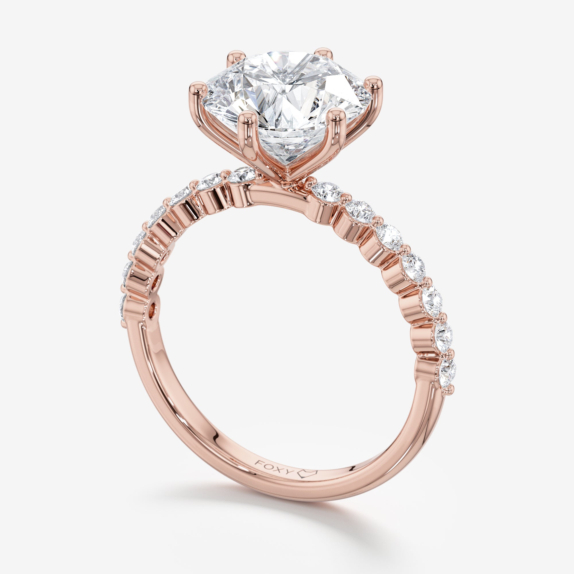 Shared-Prong Pavé Engagement Ring