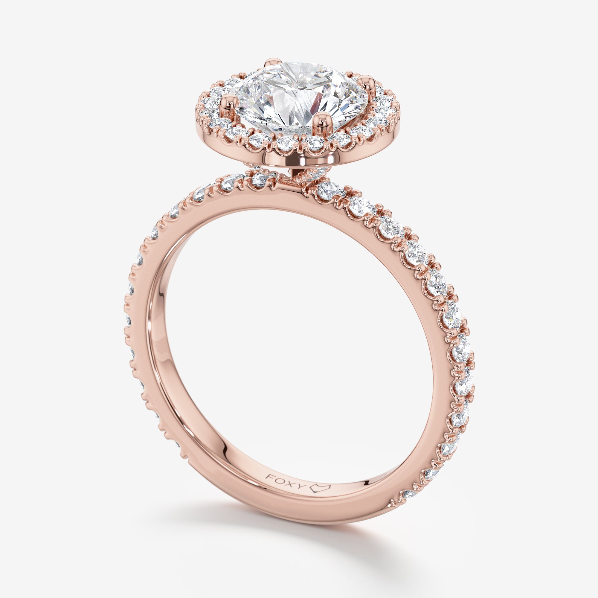 Pavé Diamond Halo Engagement Ring