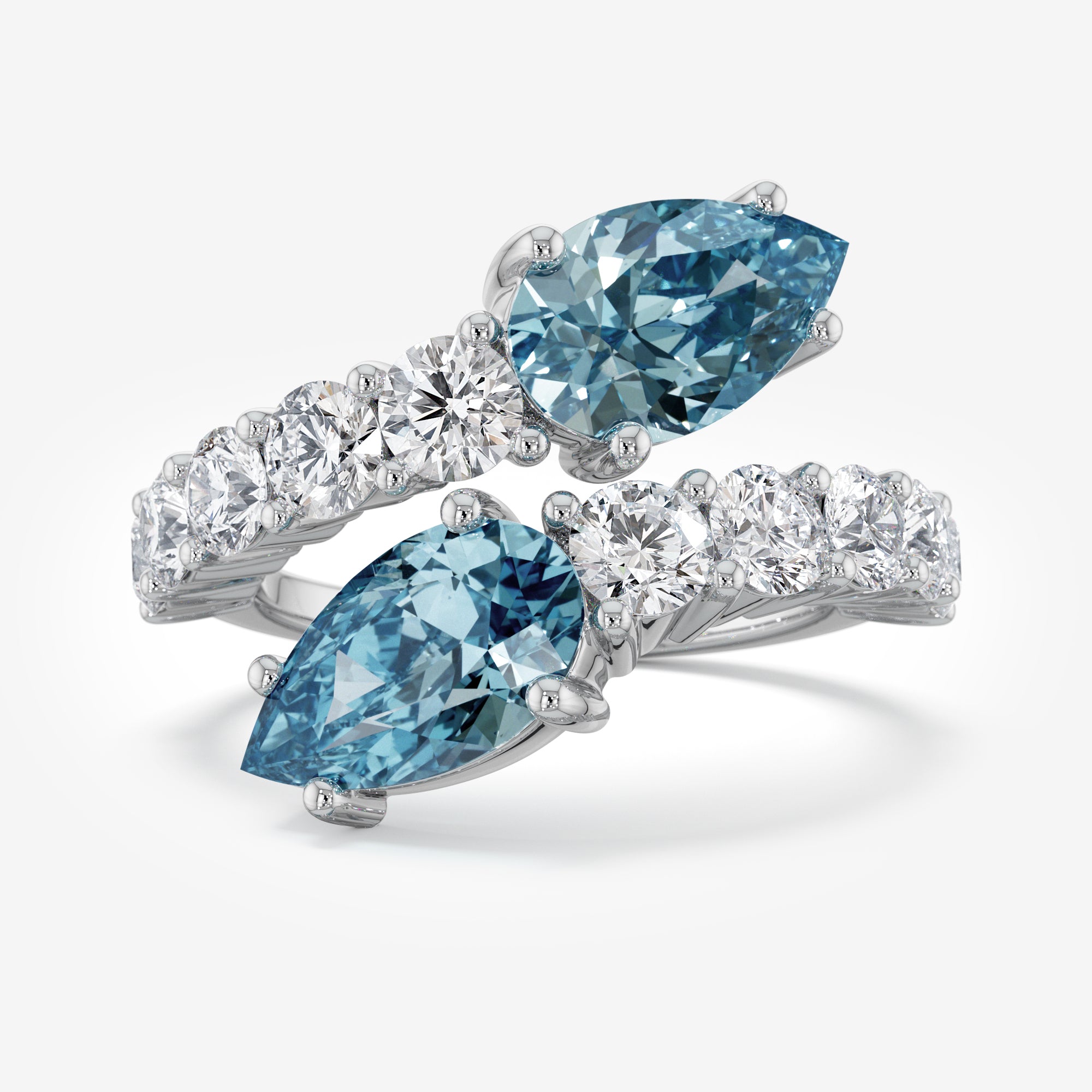 Twin Tale Blue and White Diamond Ring (6 Сt. T.W.)