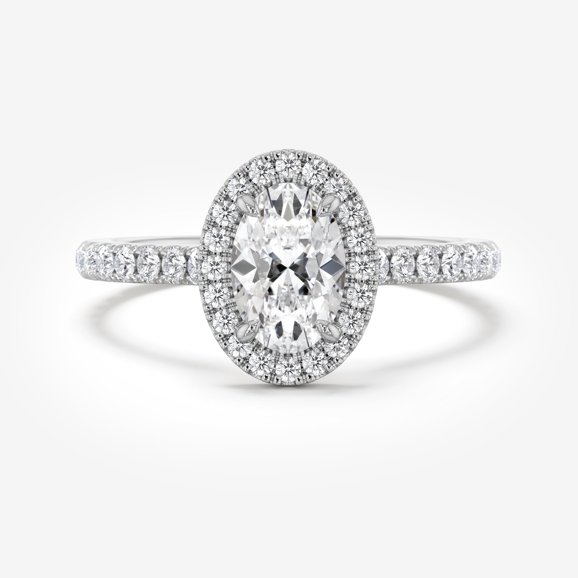 Pavé Diamond Halo Engagement Ring