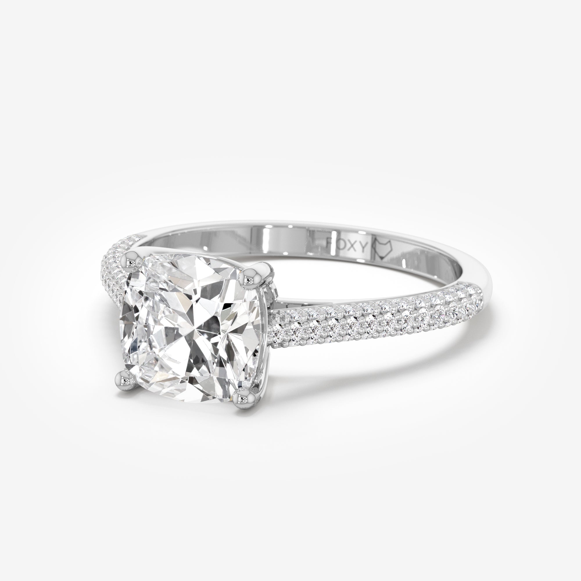 Cathedral Triple Pavé Engagement Ring