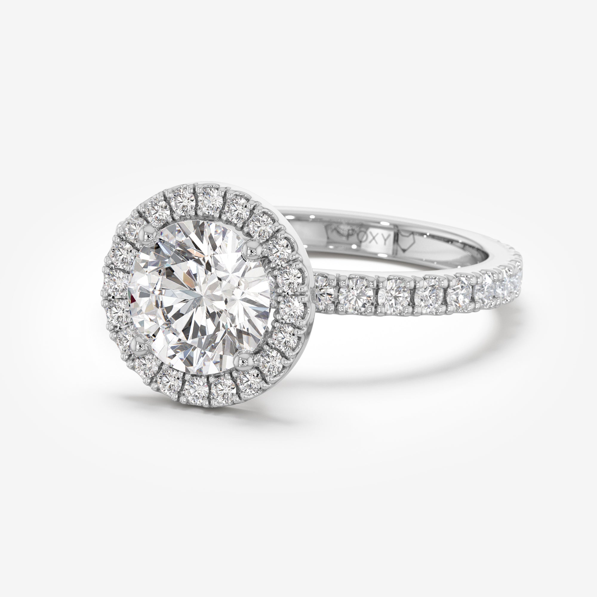 Pavé Diamond Halo Engagement Ring