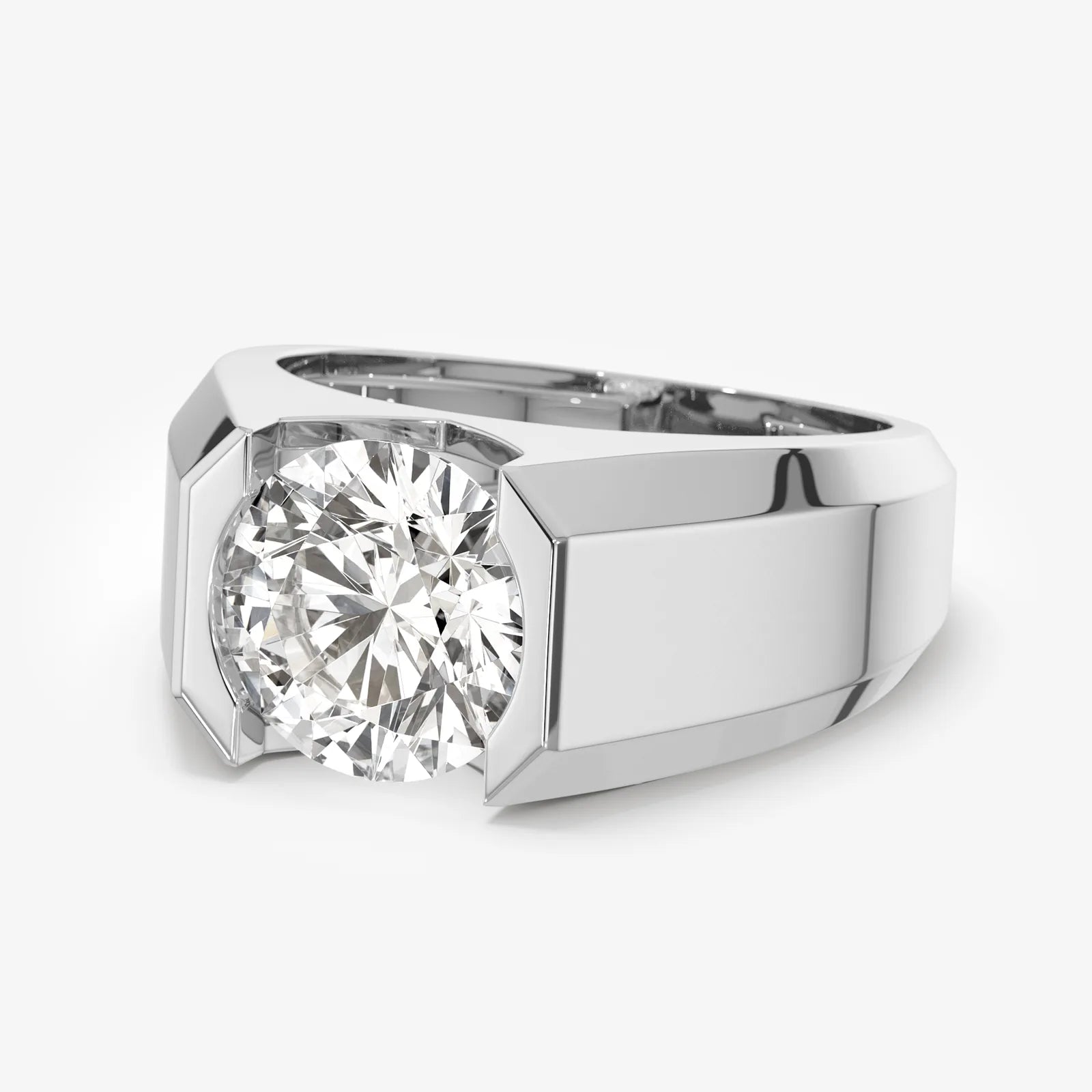 Men's Signet Round Cut Lab Diamond Ring