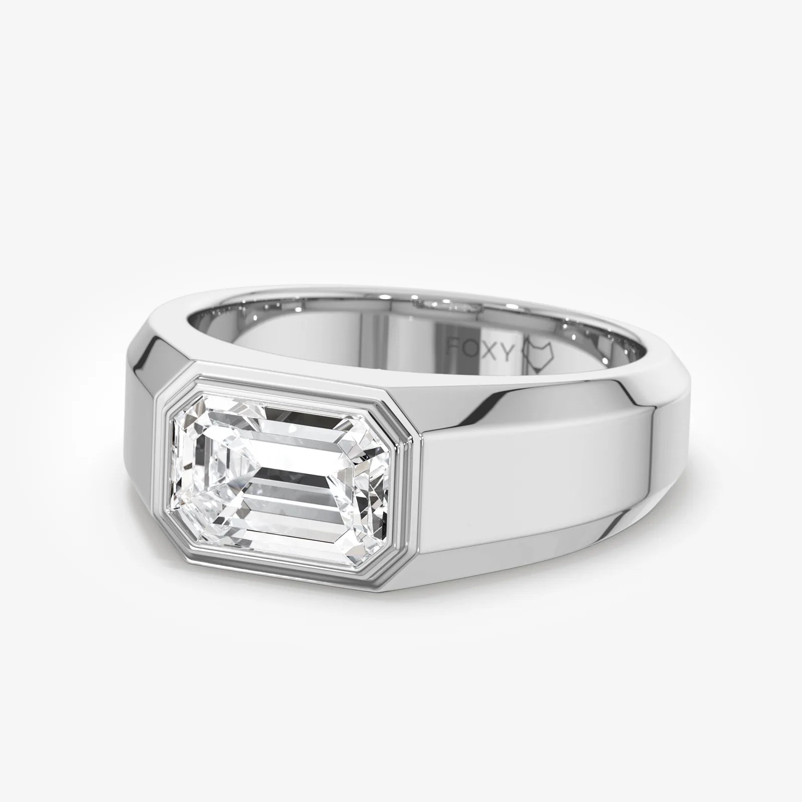 Men's Signet Emerald Cut Lab Diamond Ring