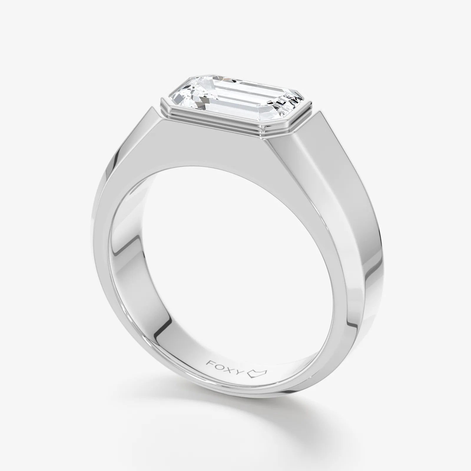 Men's Signet Emerald Cut Lab Diamond Ring