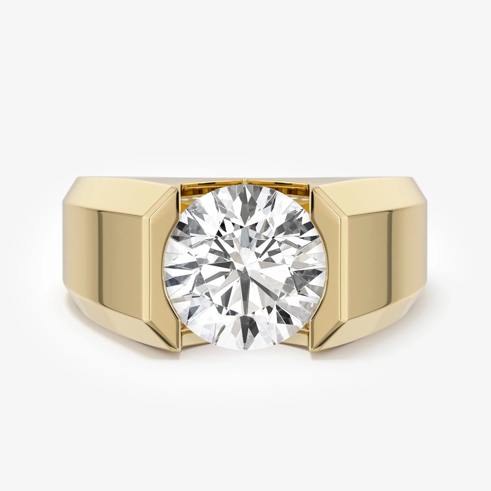 Men's Signet Round Cut Lab Diamond Ring