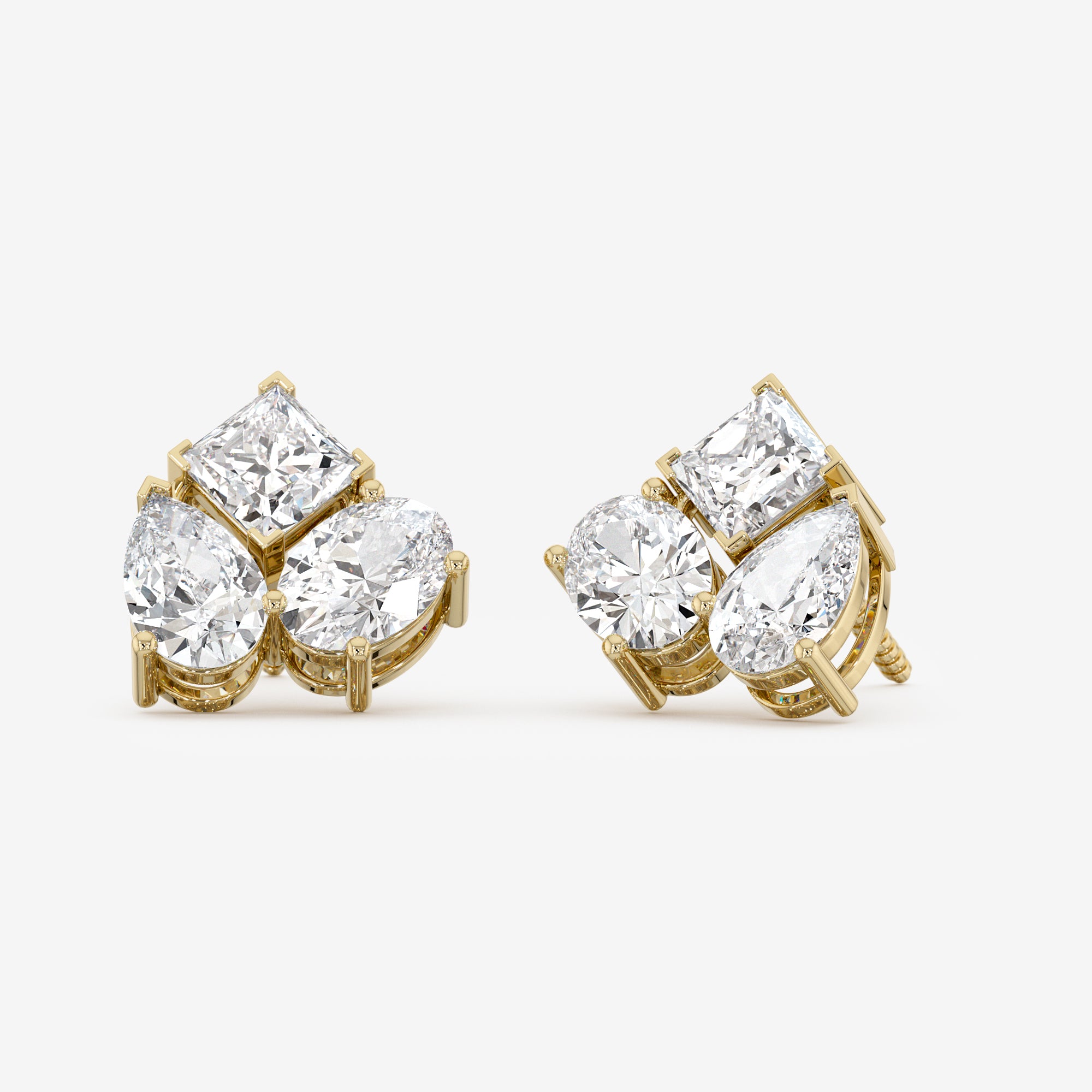 Three-Stone Stud Earrings