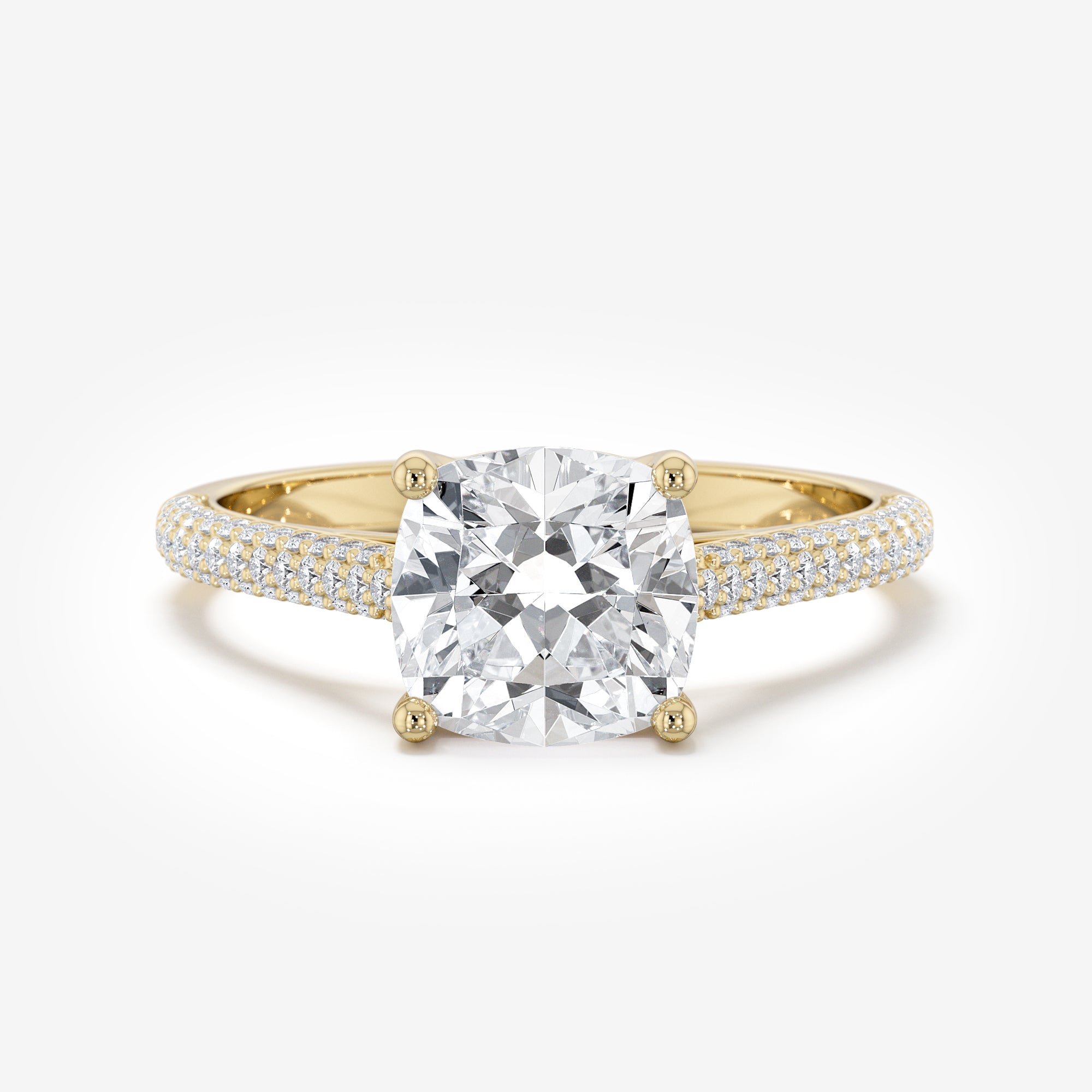 Cathedral Triple Pavé Engagement Ring