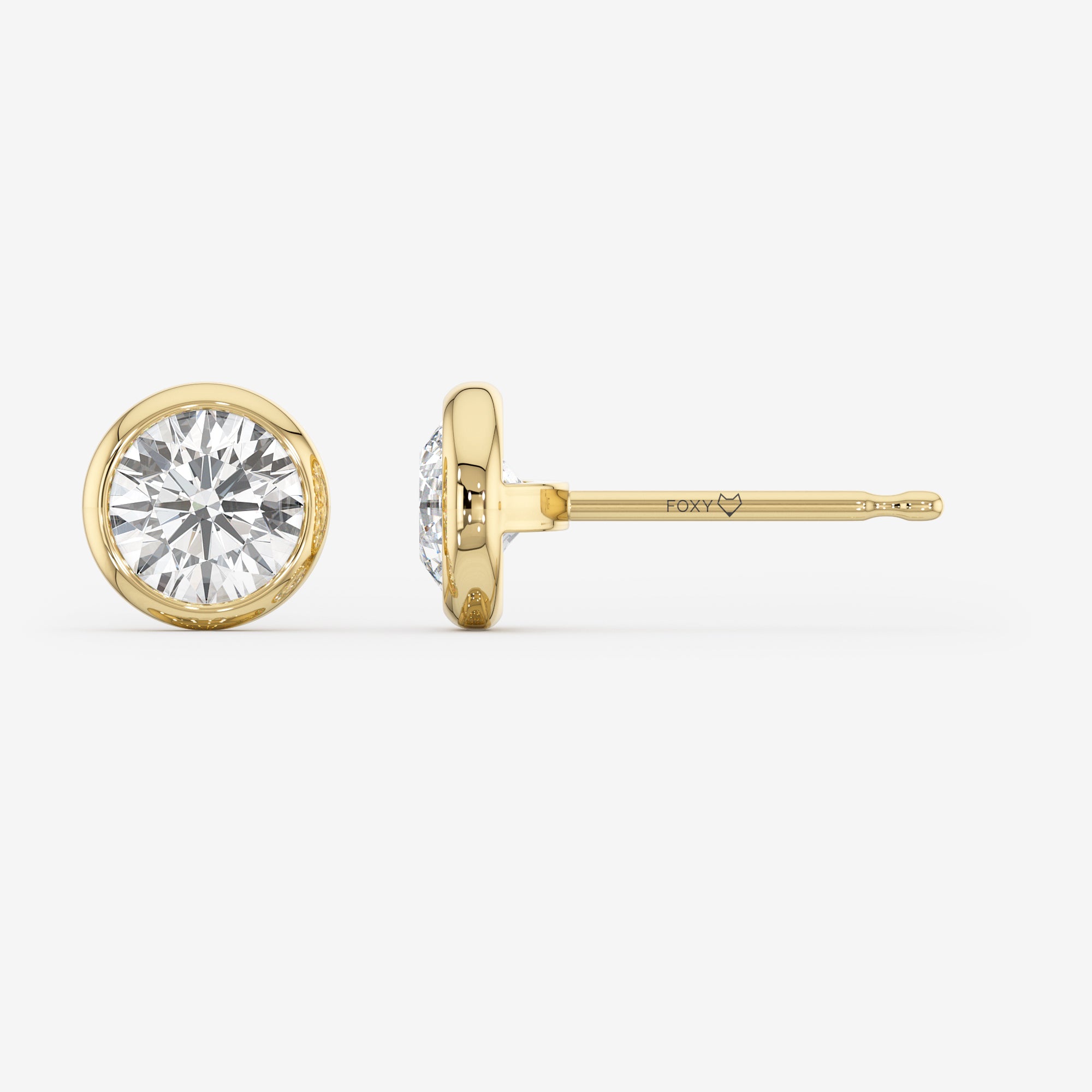 Bezel Solitaire Stud Earrings
