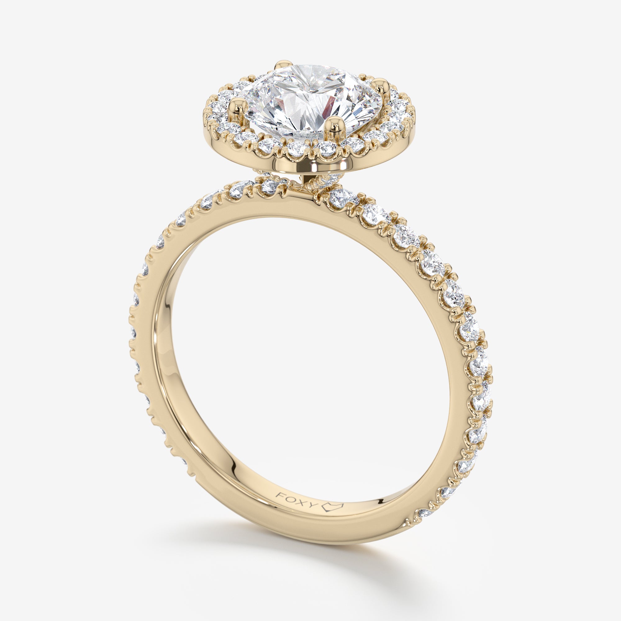 Pavé Diamond Halo Engagement Ring
