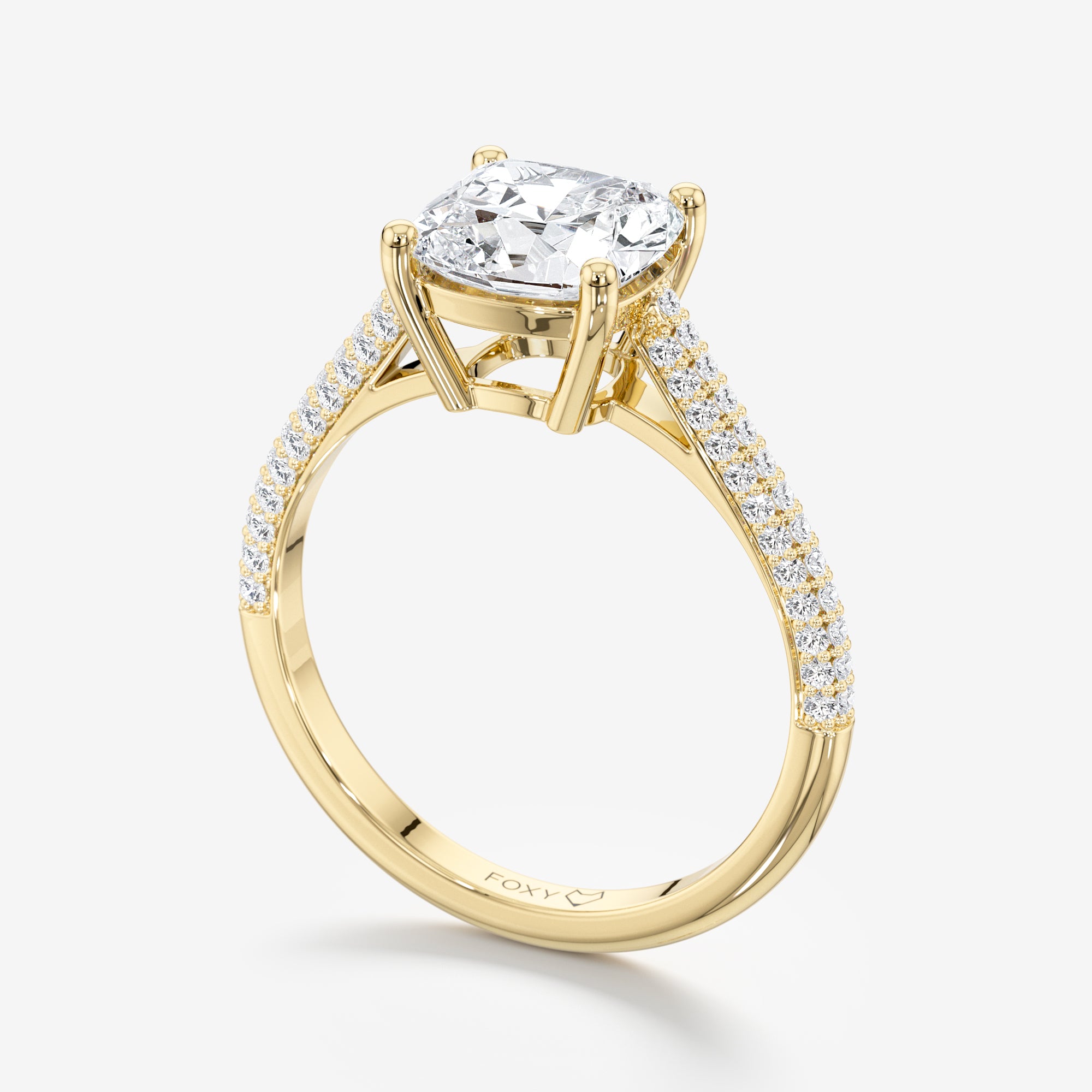 Cathedral Triple Pavé Engagement Ring