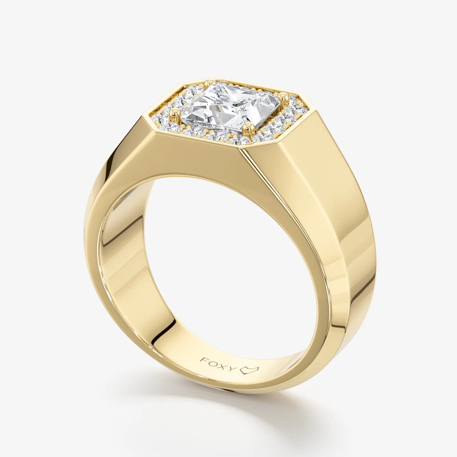Men's Halo Signet Lab Diamond Ring