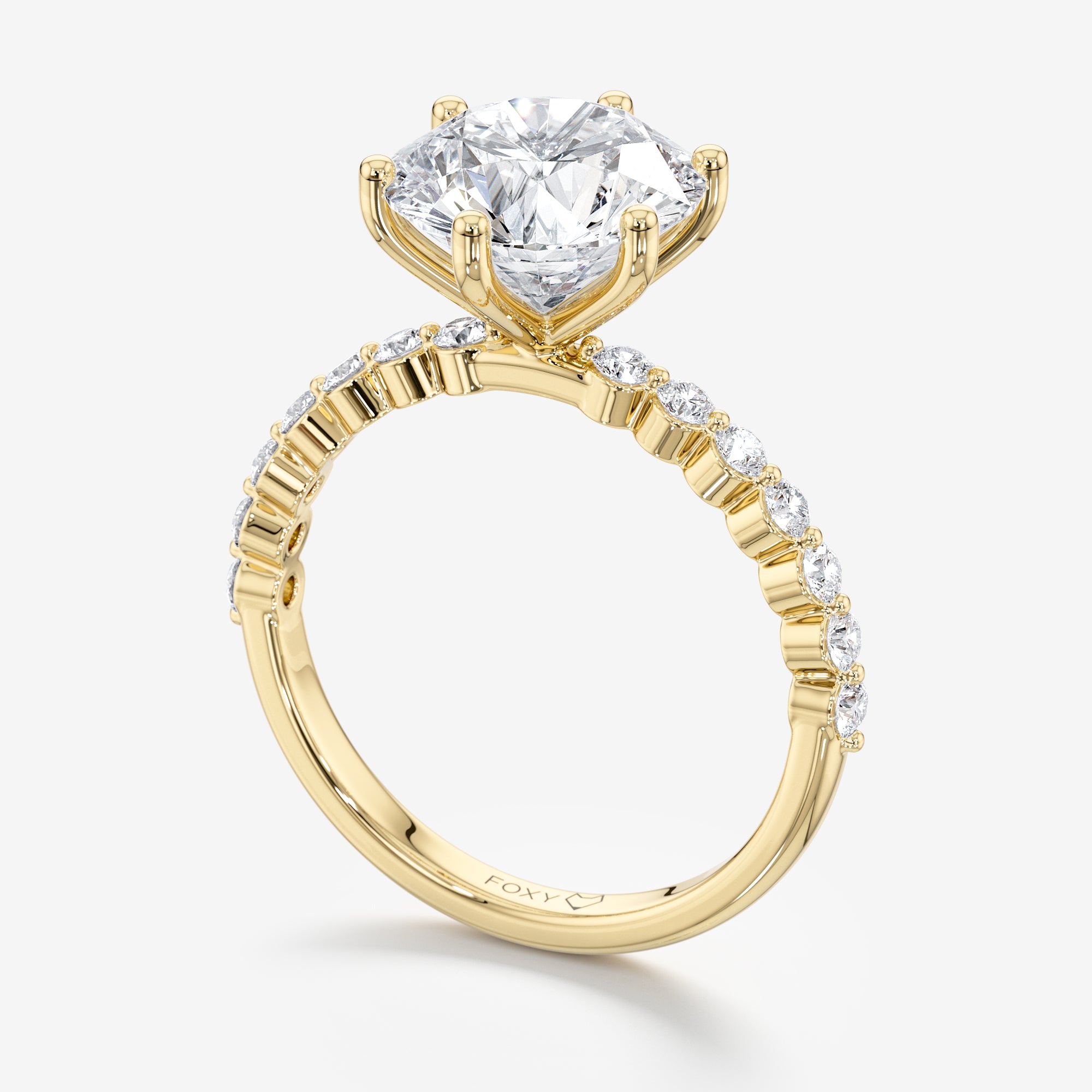 Shared-Prong Pavé Engagement Ring