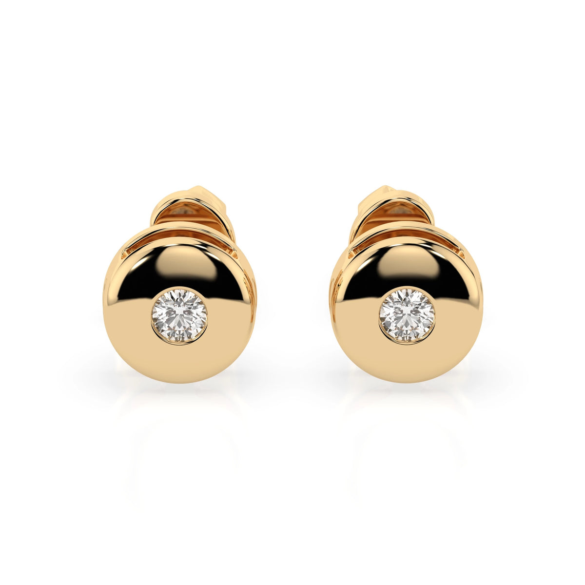Round Dome Stud Diamond Earrings GT