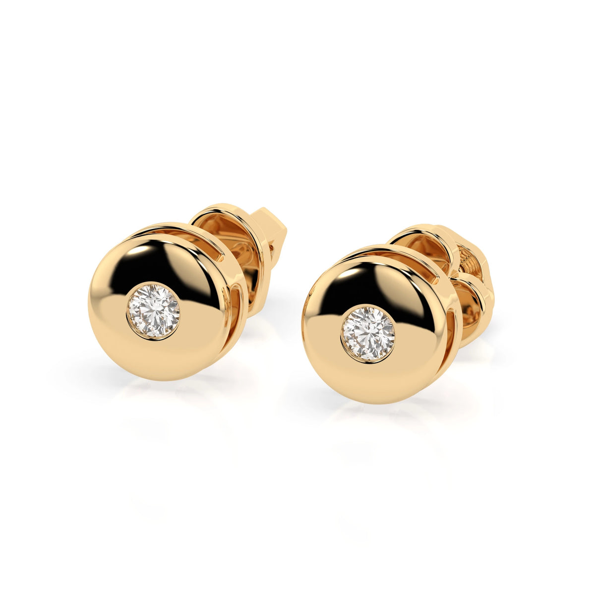 Round Dome Stud Diamond Earrings GT