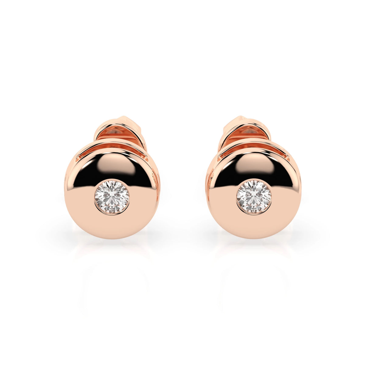 Round Dome Stud Diamond Earrings GT