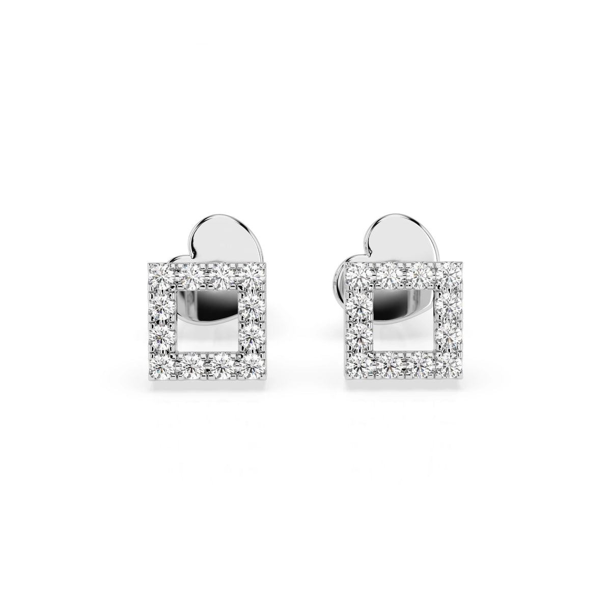 Round Cube Stud Diamond Earrings GT