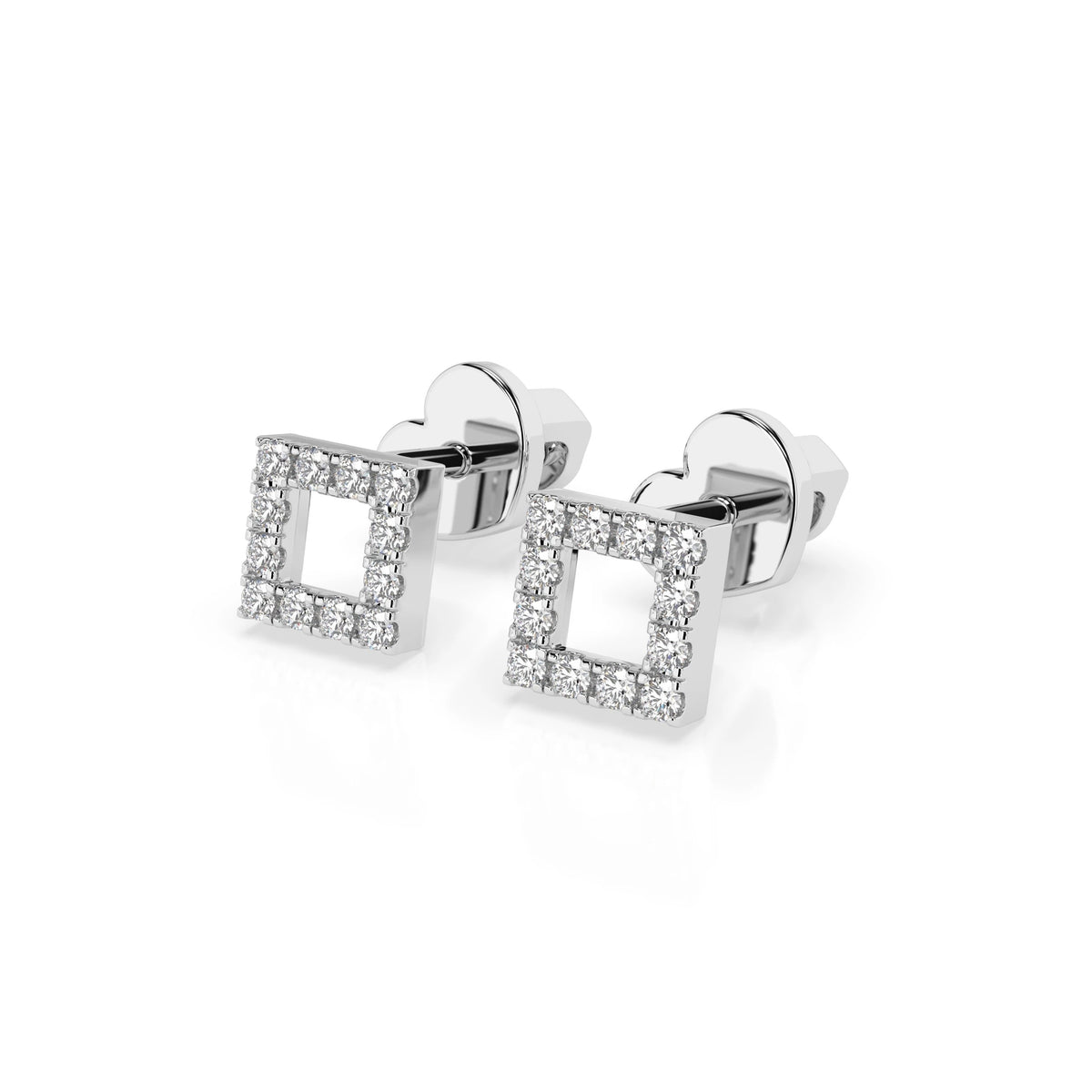 Round Cube Stud Diamond Earrings GT