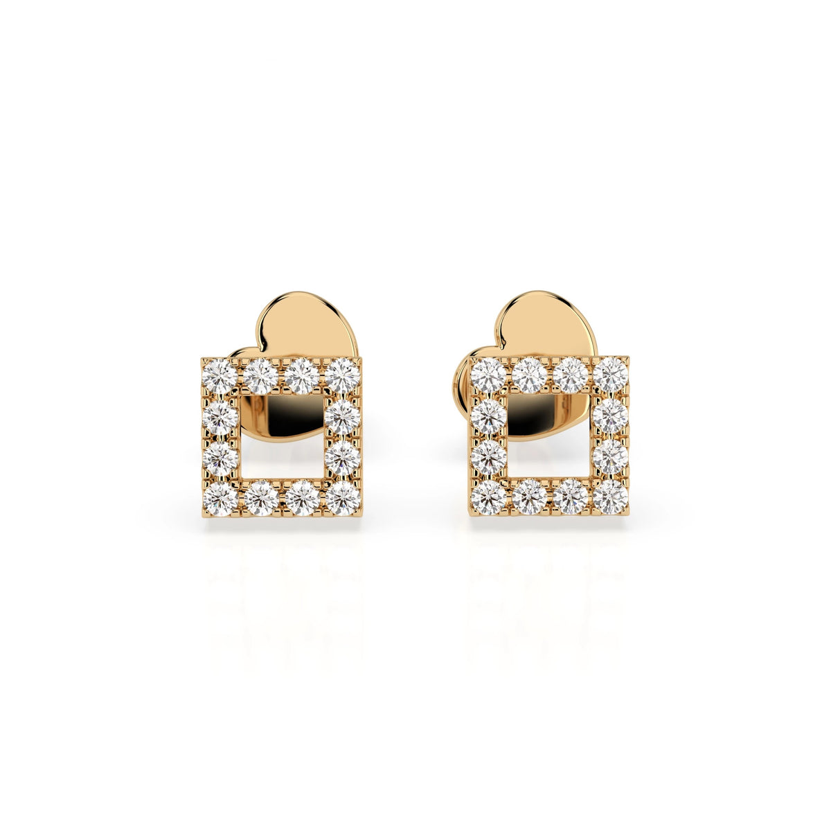 Round Cube Stud Diamond Earrings GT