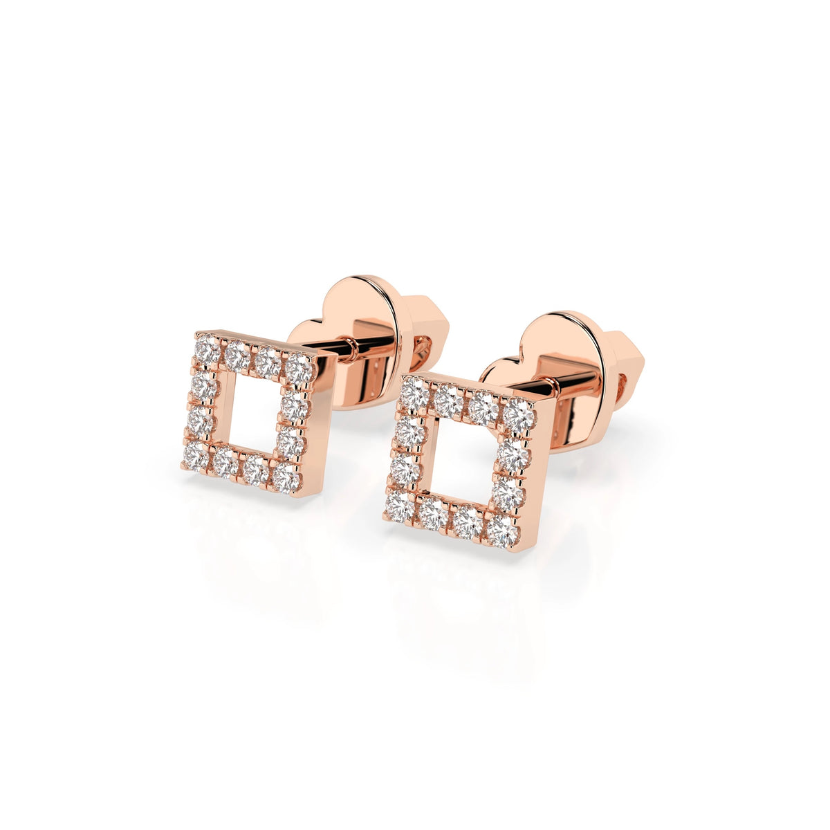 Round Cube Stud Diamond Earrings GT