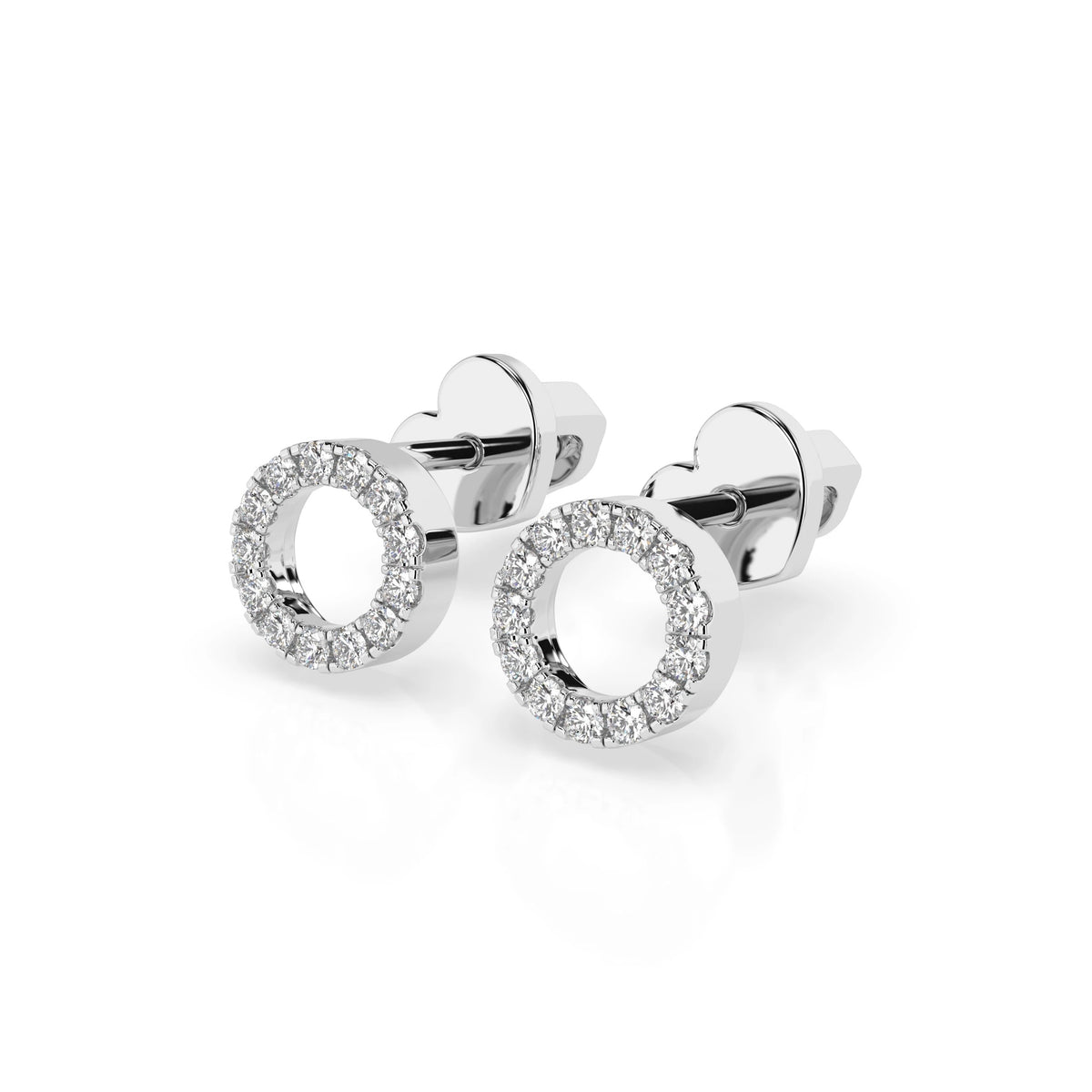 Round Circle Stud Diamond Earrings GT