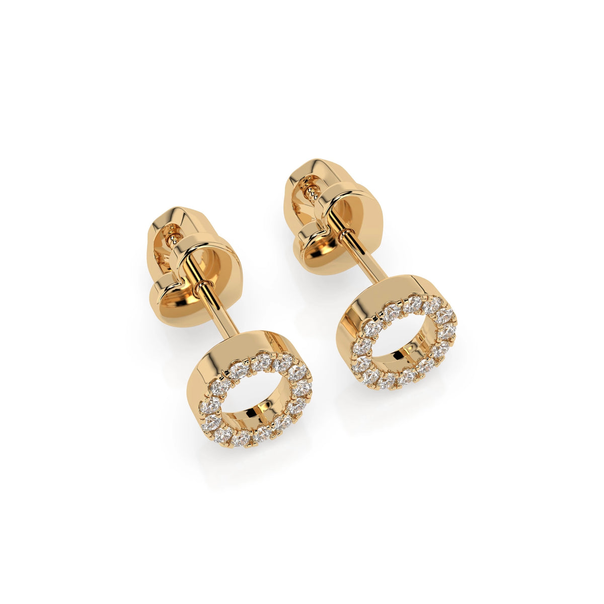 Round Circle Stud Diamond Earrings GT