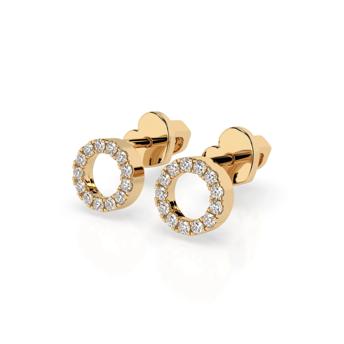 Round Circle Stud Diamond Earrings GT