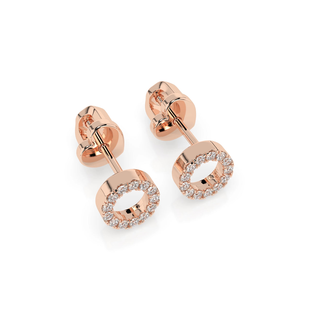 Round Circle Stud Diamond Earrings GT