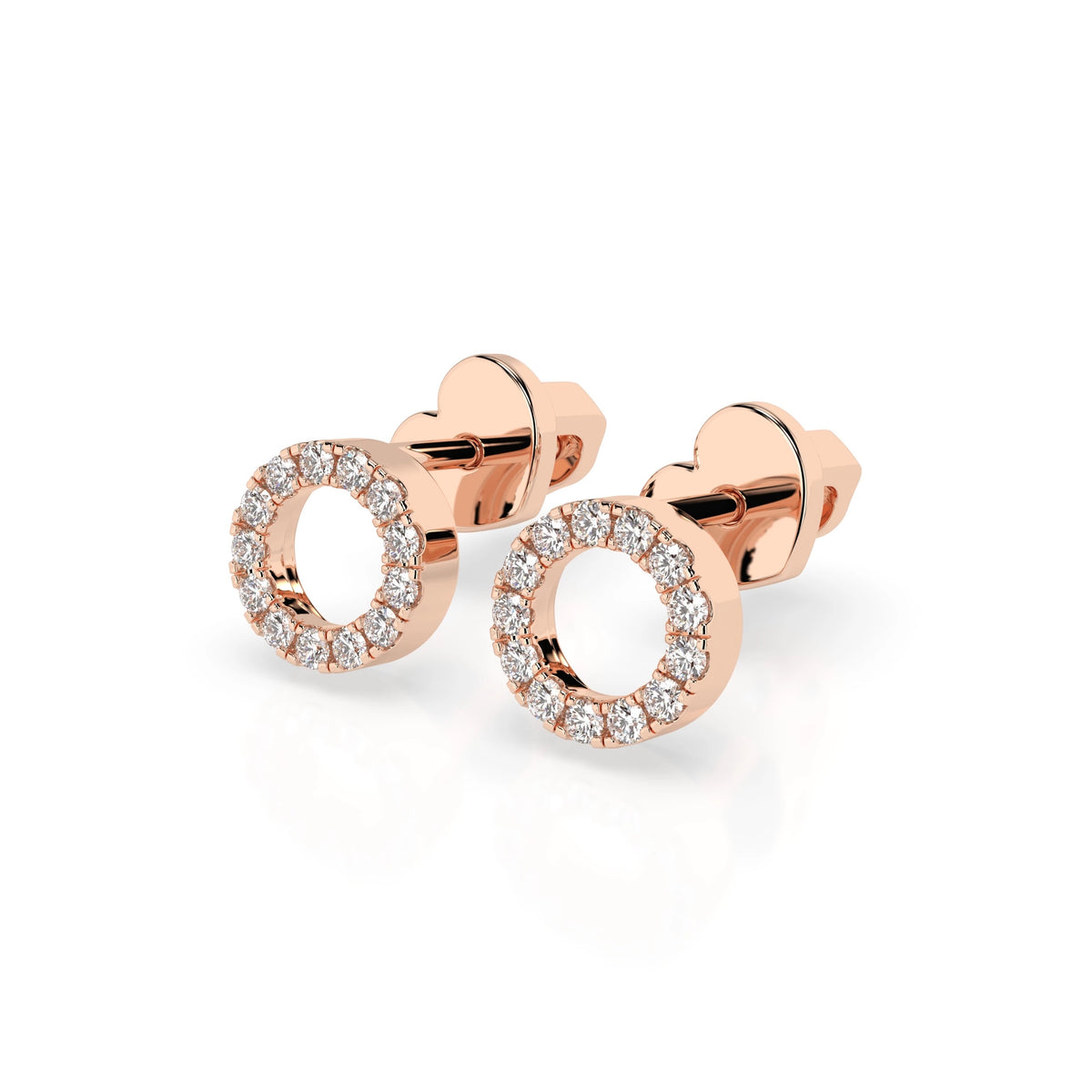 Round Circle Stud Diamond Earrings GT