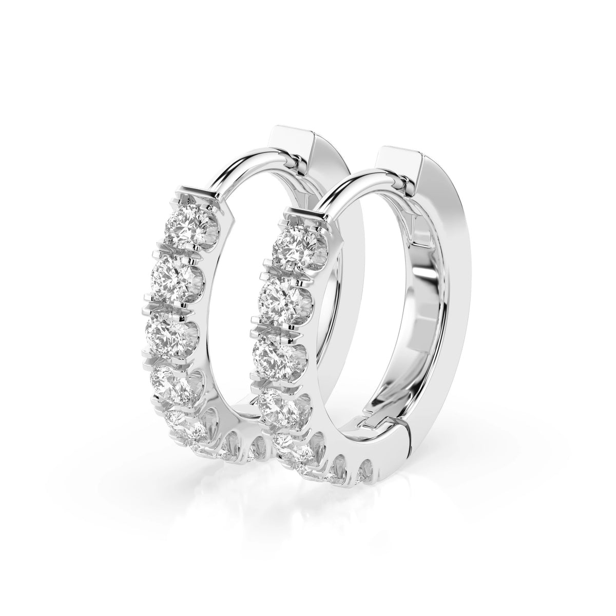 Round Hoop Diamond Earrings GT