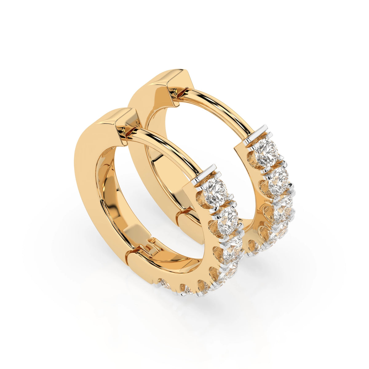 Round Hoop Diamond Earrings GT