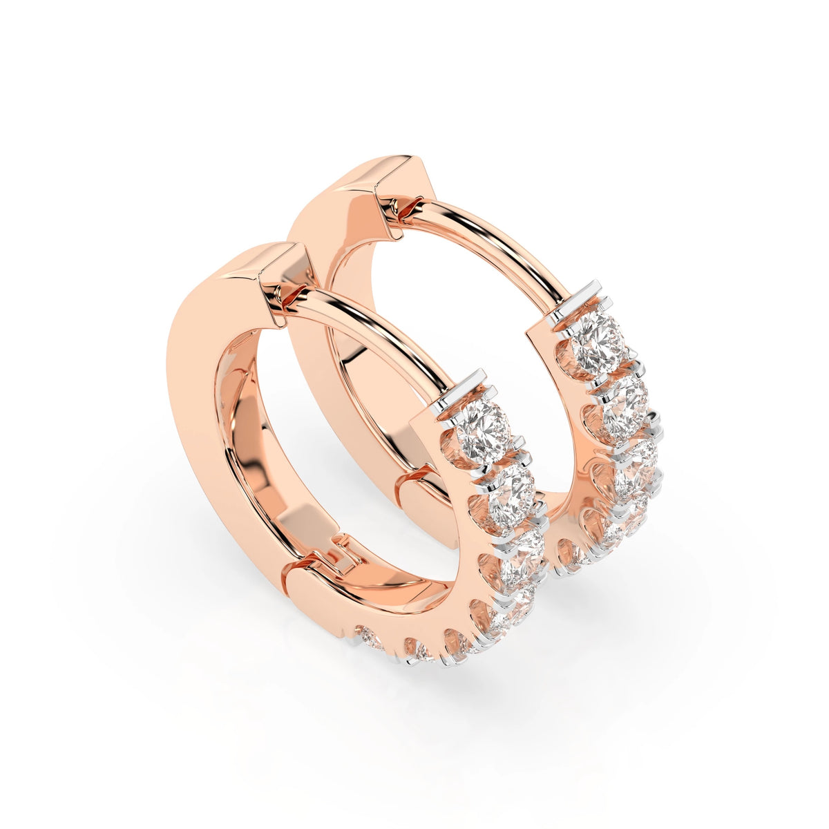 Round Hoop Diamond Earrings GT