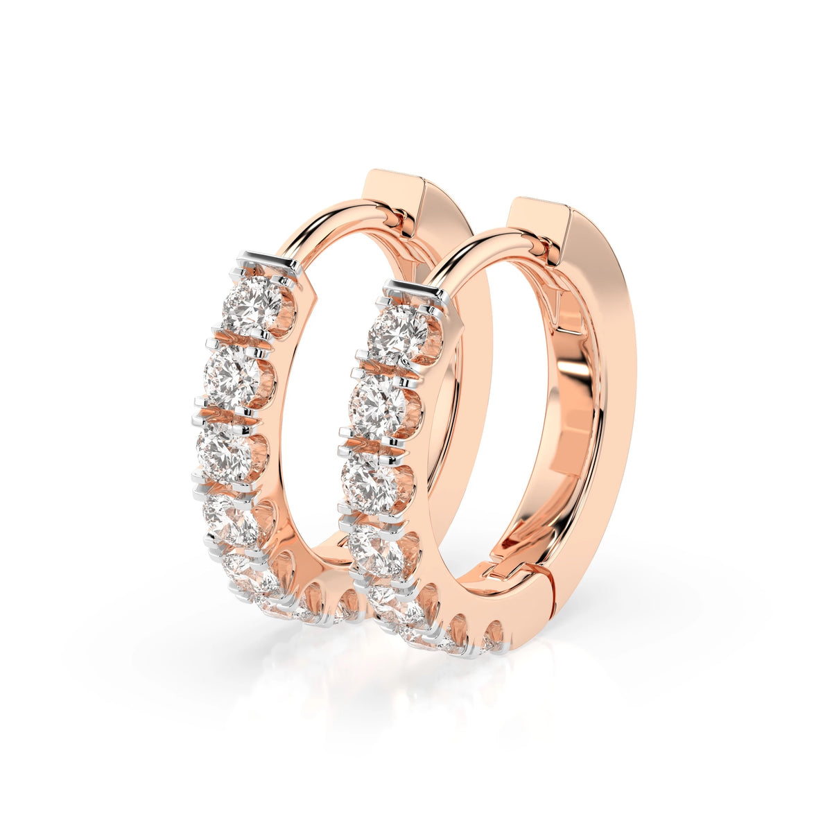 Round Hoop Diamond Earrings GT