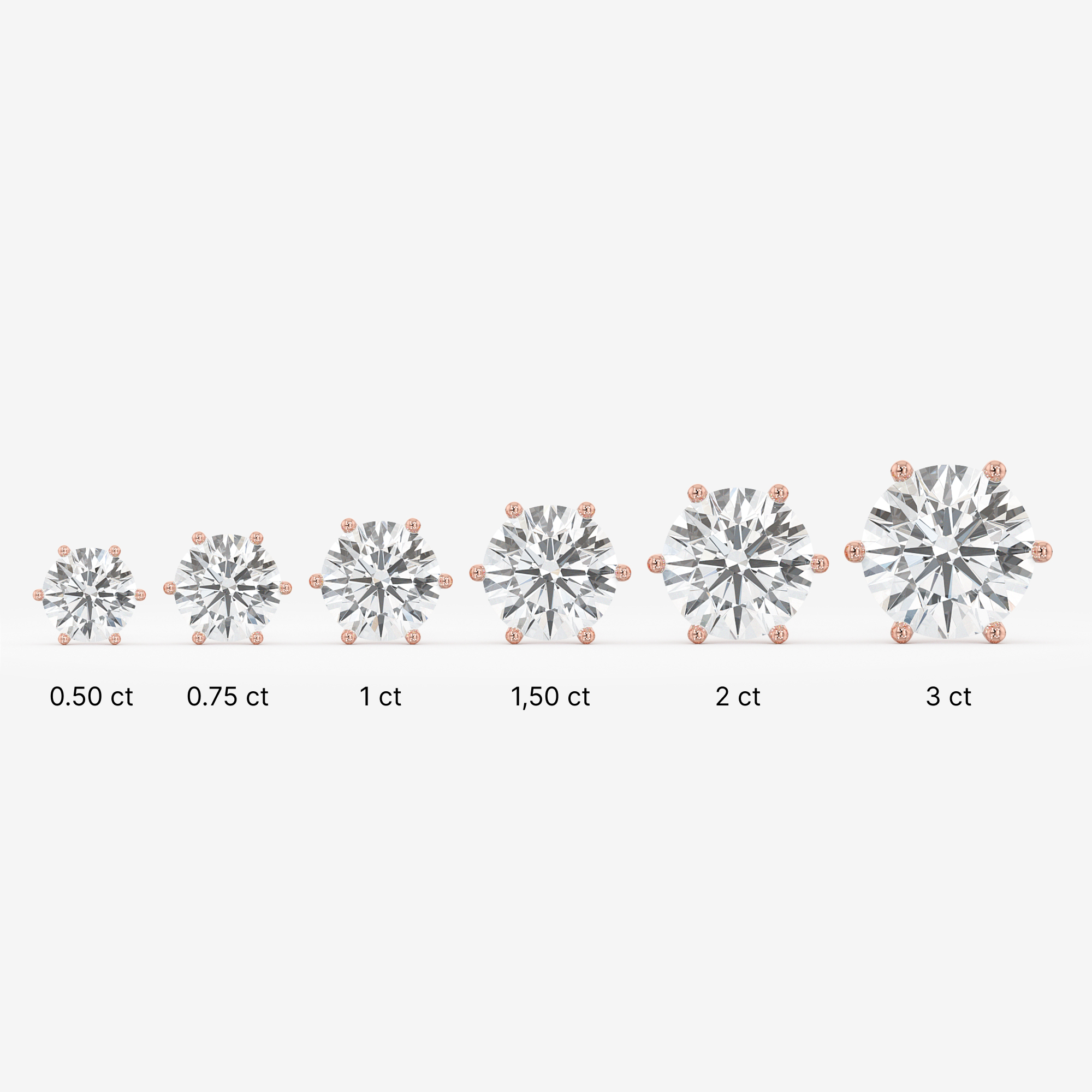 Six Prong Solitaire Stud Earrings