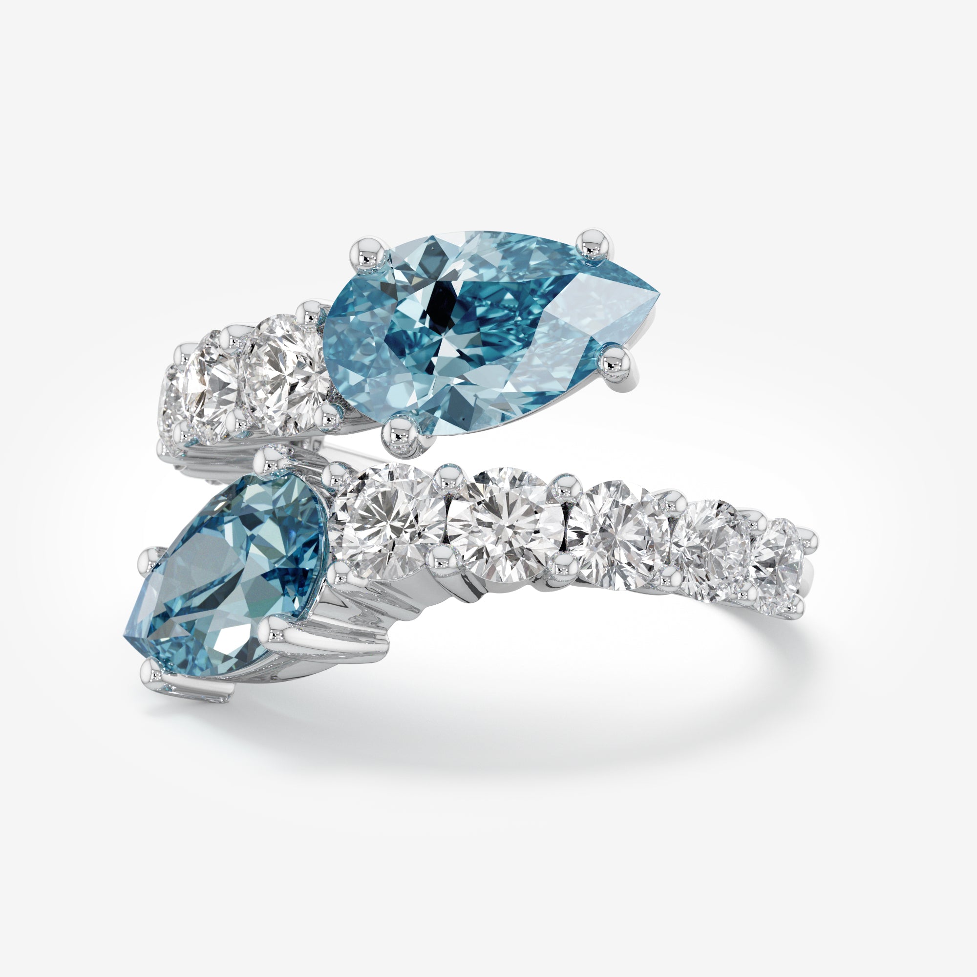 Twin Tale Blue and White Diamond Ring (6 Сt. T.W.)