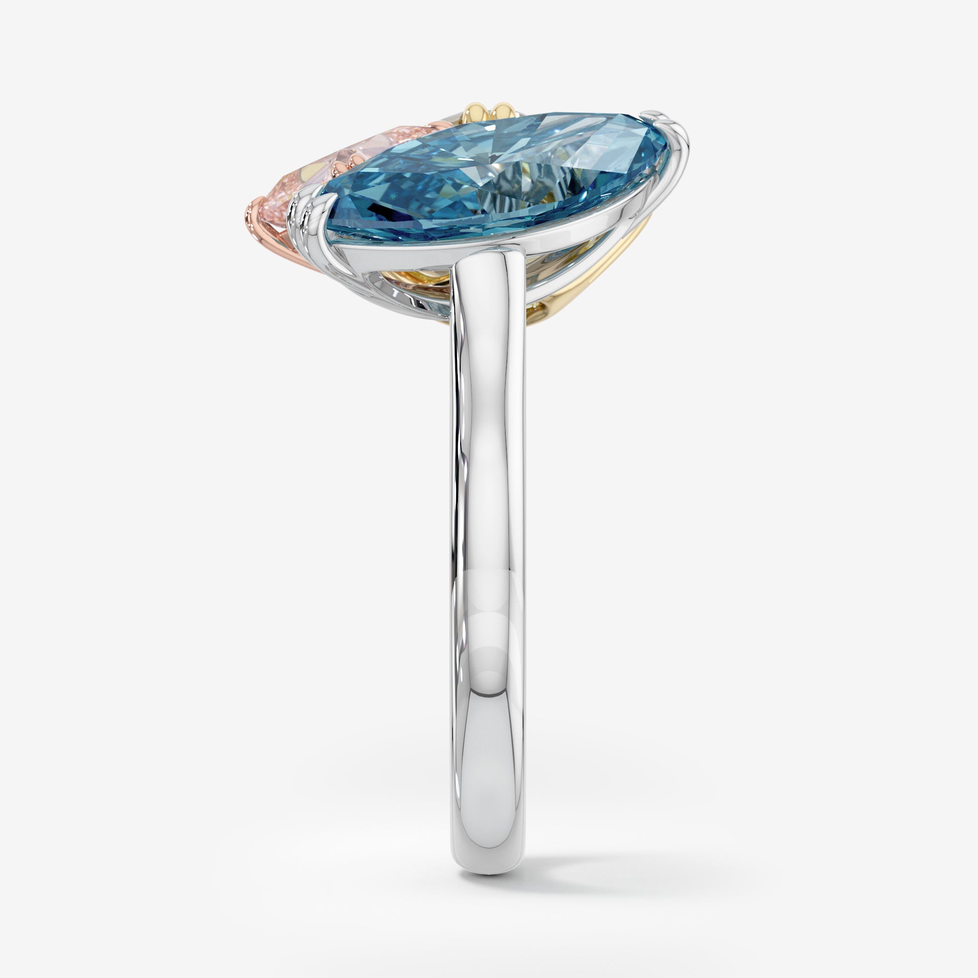 Trinity Spectrum Yellow, Blue and Pink Diamond Ring (7.5 Сt. T.W.)