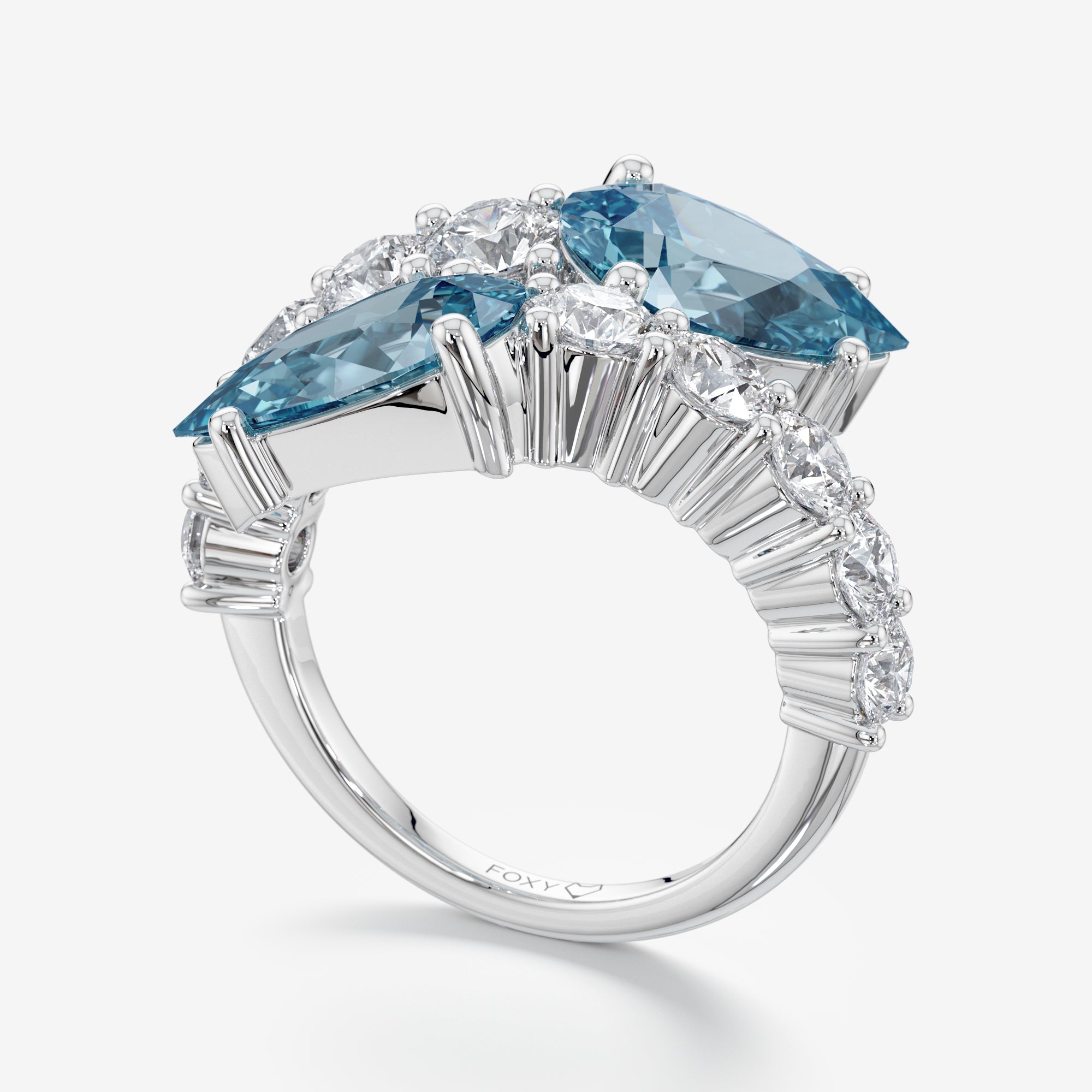 Twin Tale Blue and White Diamond Ring (6 Сt. T.W.)