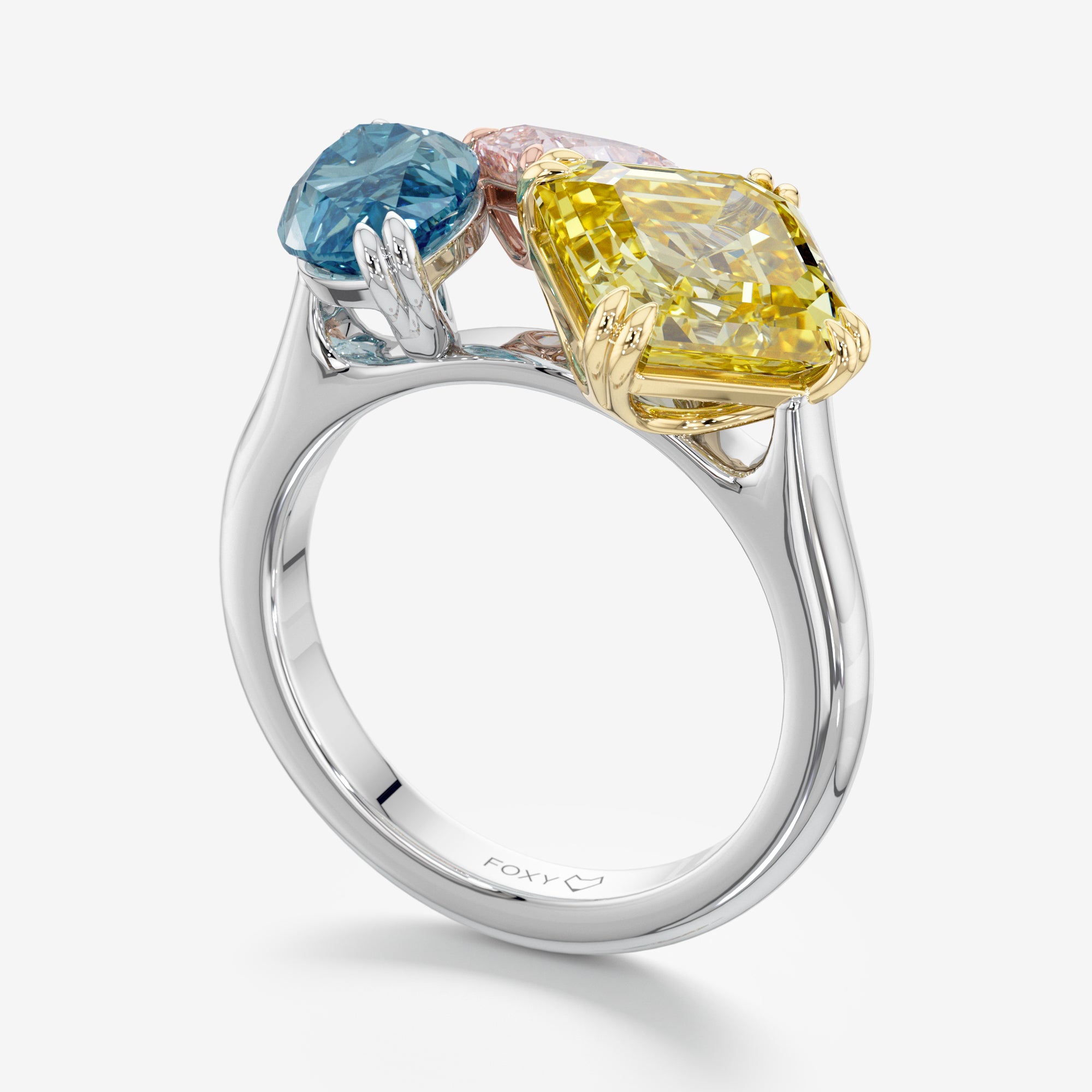 Trinity Spectrum Yellow, Blue and Pink Diamond Ring (7.5 Сt. T.W.)